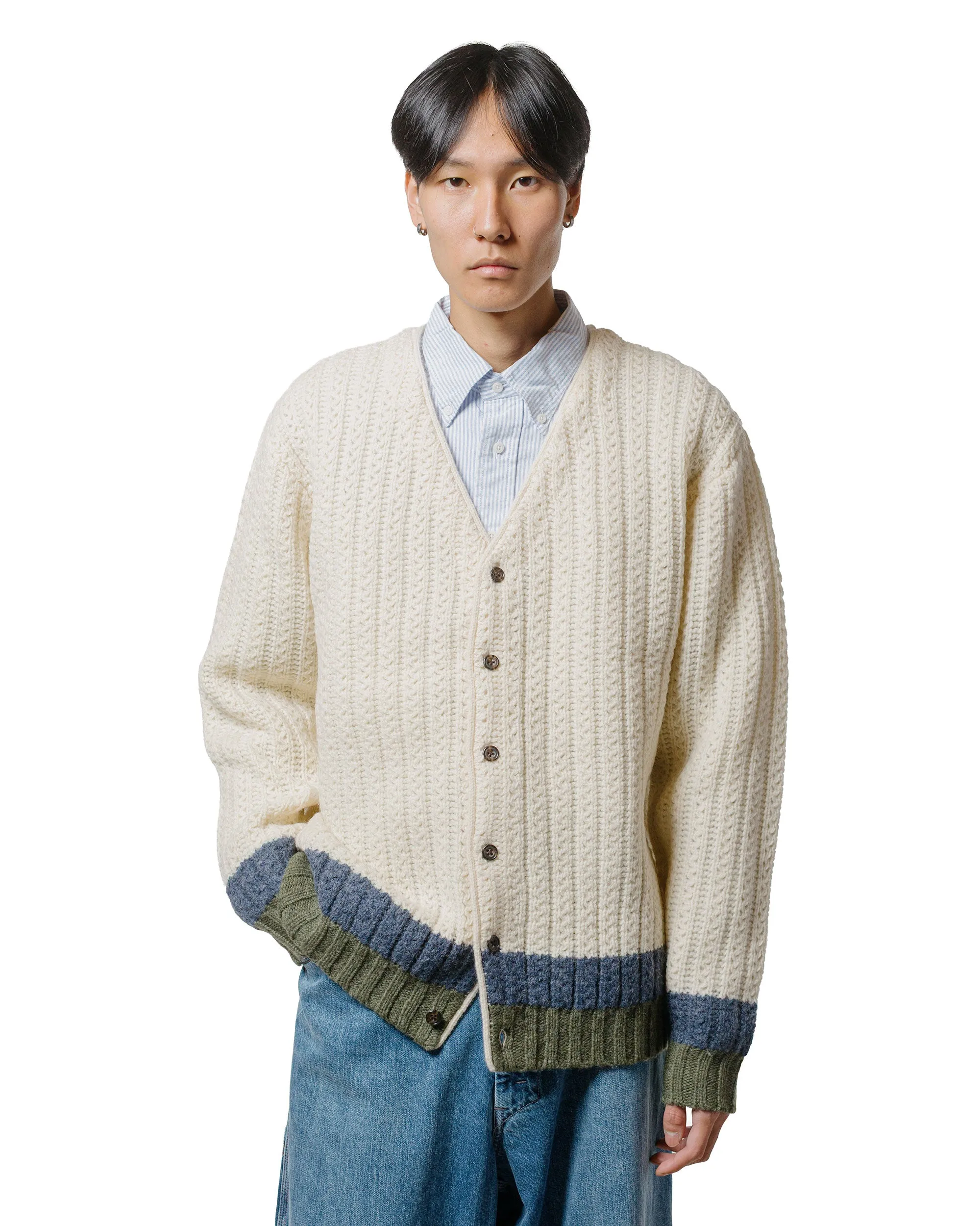 Beams Plus Hem Line Cardigan White sold by Lost & Found product image thumbnail 2