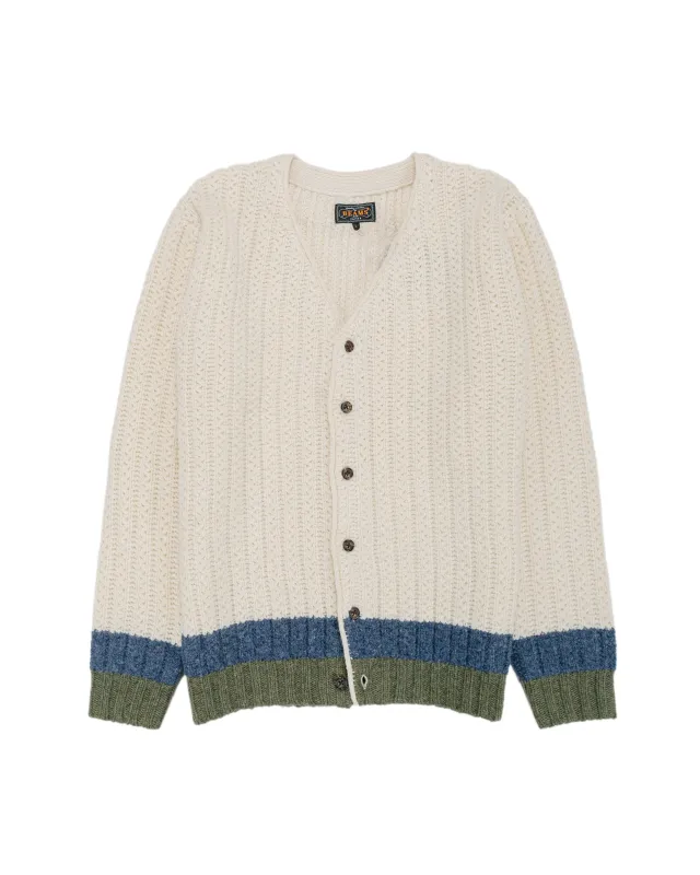 Beams Plus Hem Line Cardigan White sold by Lost & Found