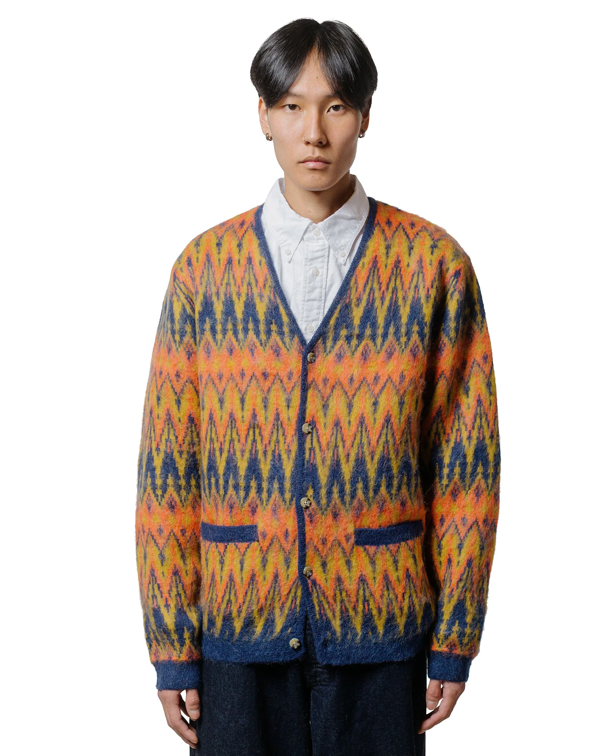 Beams Plus Cardigan Jacquard Chevron Pattern Navy sold by Lost & Found product image thumbnail 2
