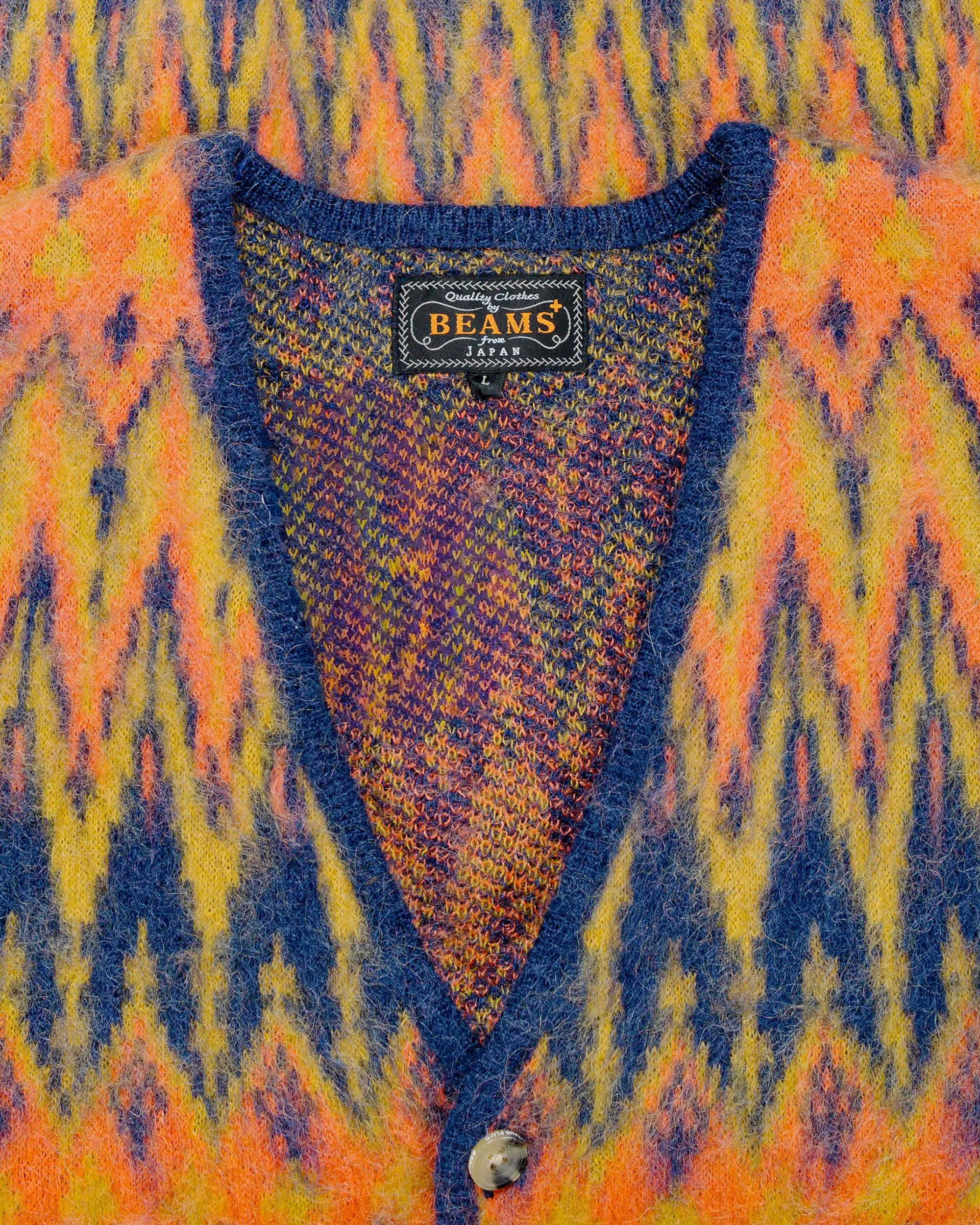 Beams Plus Cardigan Jacquard Chevron Pattern Navy sold by Lost & Found product image thumbnail 5