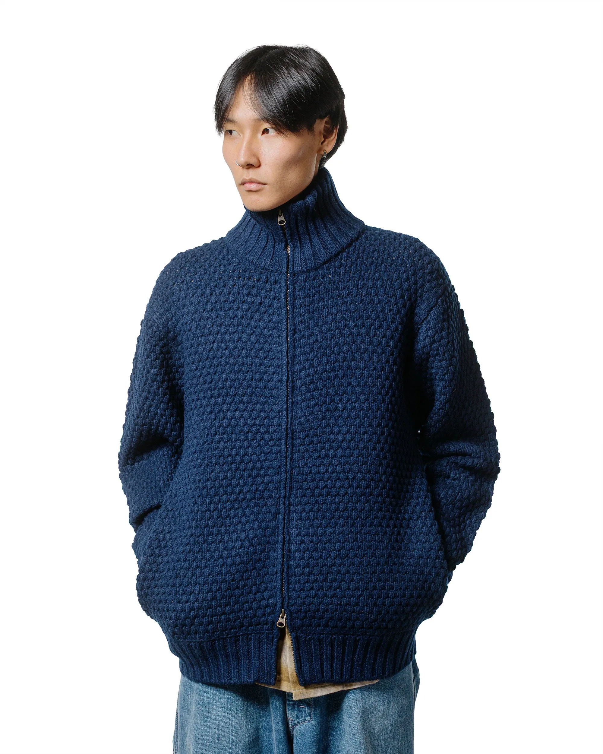 Beams Plus Full Zip Popcorn Pattern Navy sold by Lost & Found product image thumbnail 2