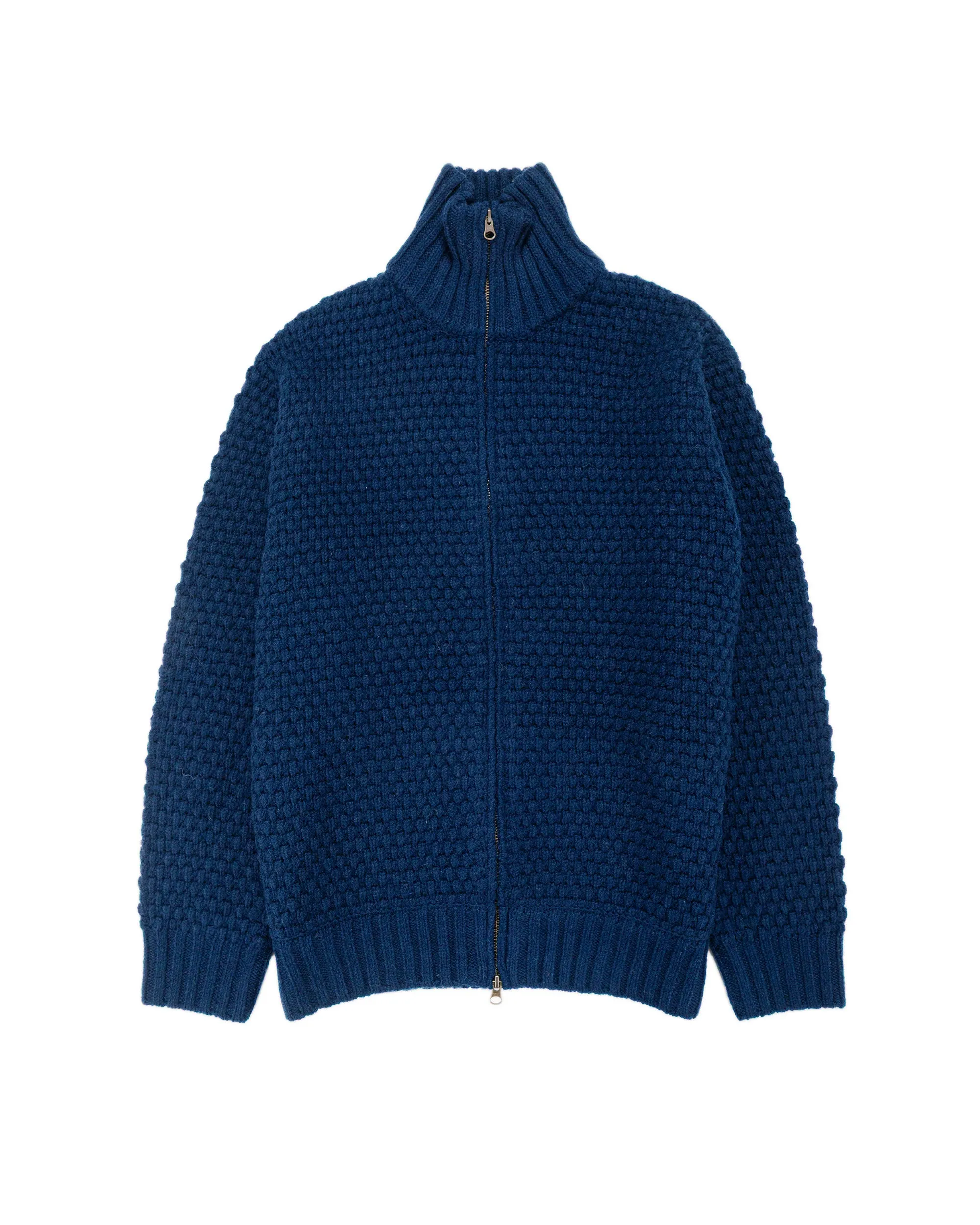Beams Plus Full Zip Popcorn Pattern Navy sold by Lost & Found