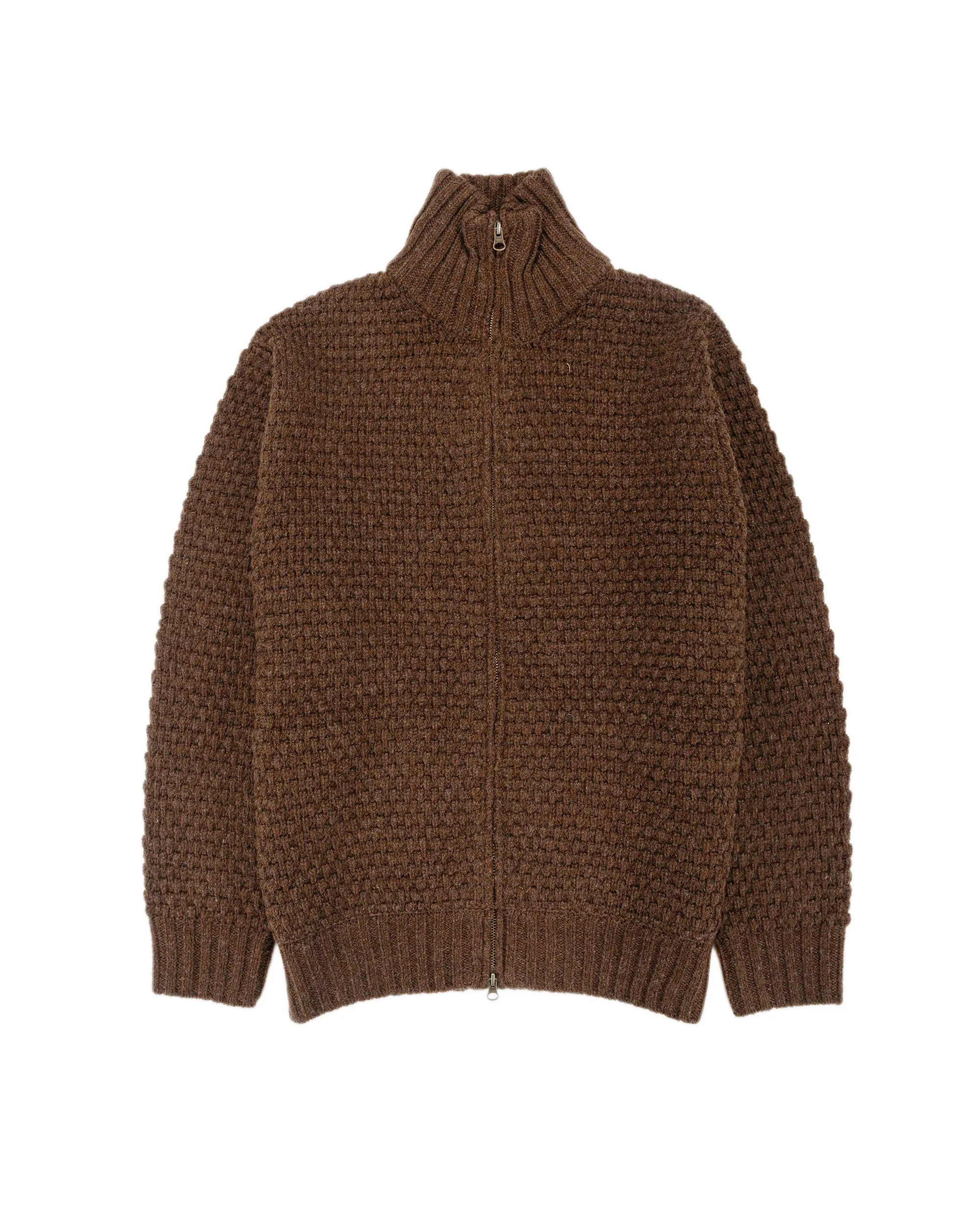 Beams Plus Full Zip Popcorn Pattern Brown sold by Lost & Found
