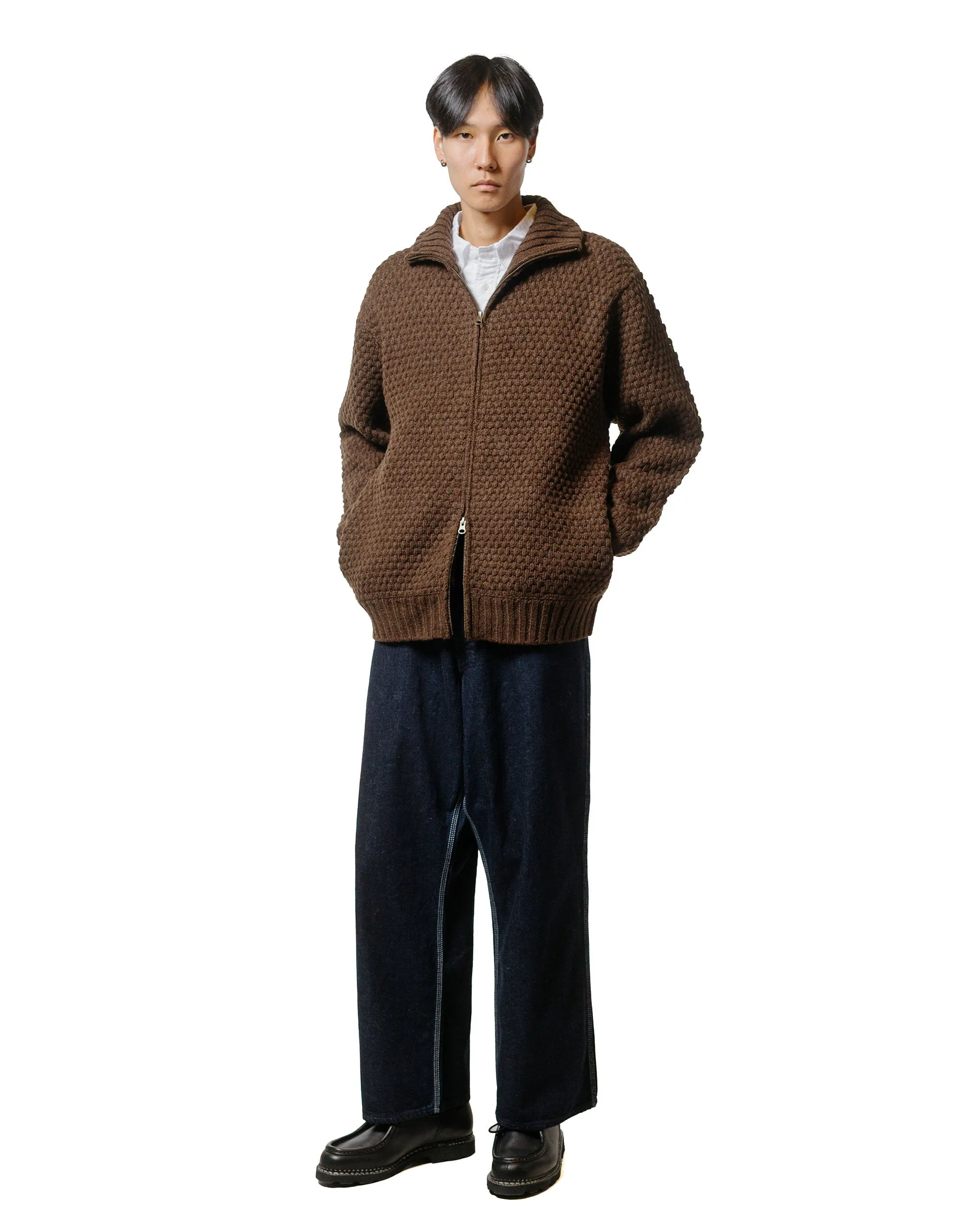 Beams Plus Full Zip Popcorn Pattern Brown sold by Lost & Found product image thumbnail 4