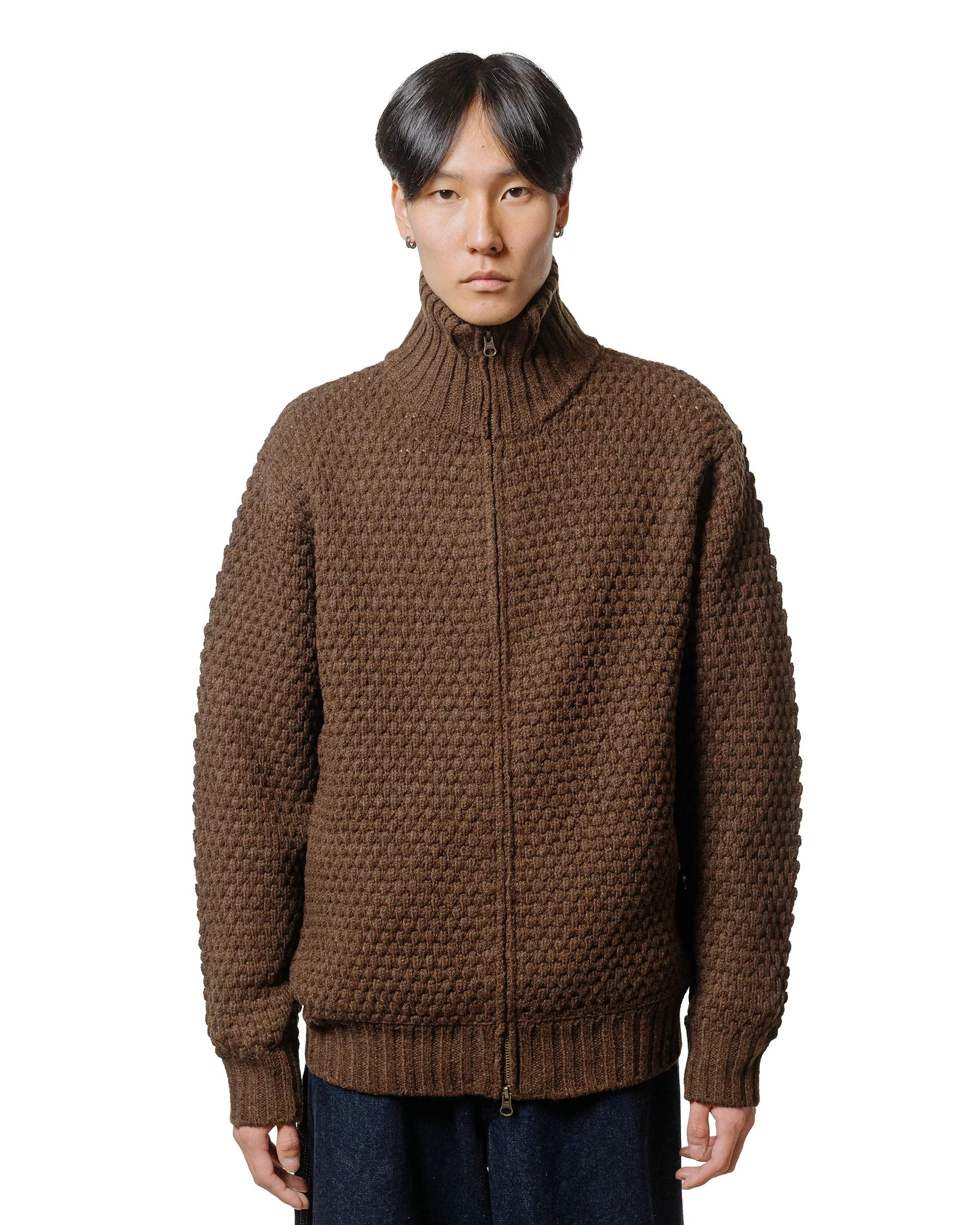 Beams Plus Full Zip Popcorn Pattern Brown sold by Lost & Found product image thumbnail 2