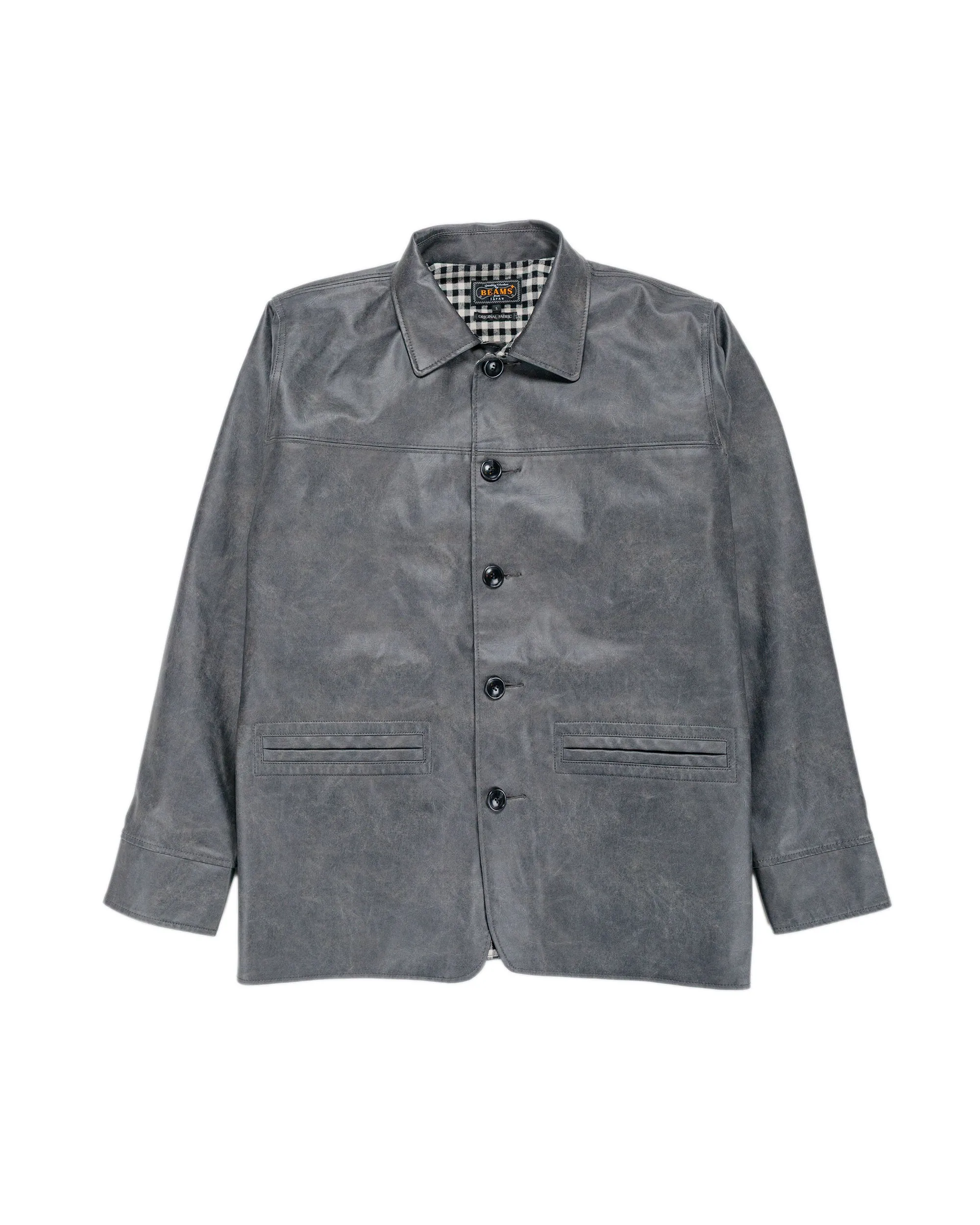 Beams Plus Car Coat Aged Fake Leather Black sold by Lost & Found