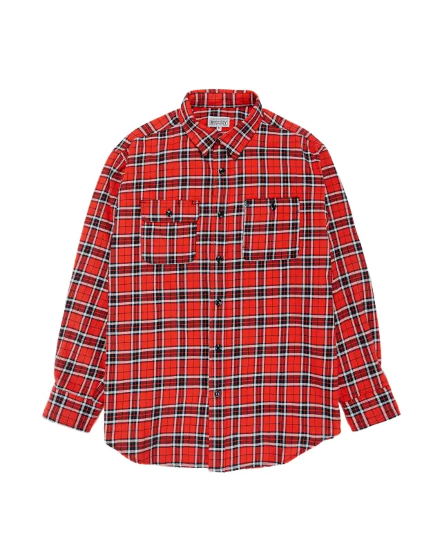 Engineered Garments Workaday Utility Shirt Red Cotton Twill Plaid sold by Lost & Found