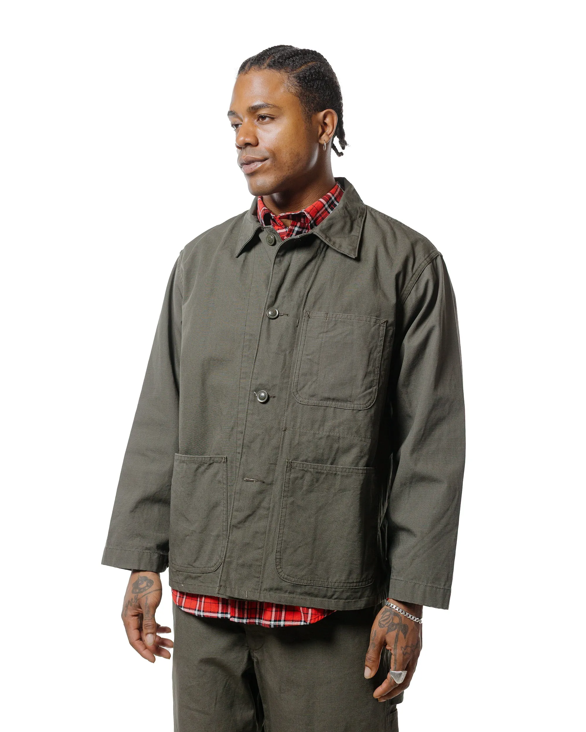 Engineered Garments Workaday Utility Jacket Olive Heavyweight Cotton Ripstop sold by Lost & Found product image thumbnail 2