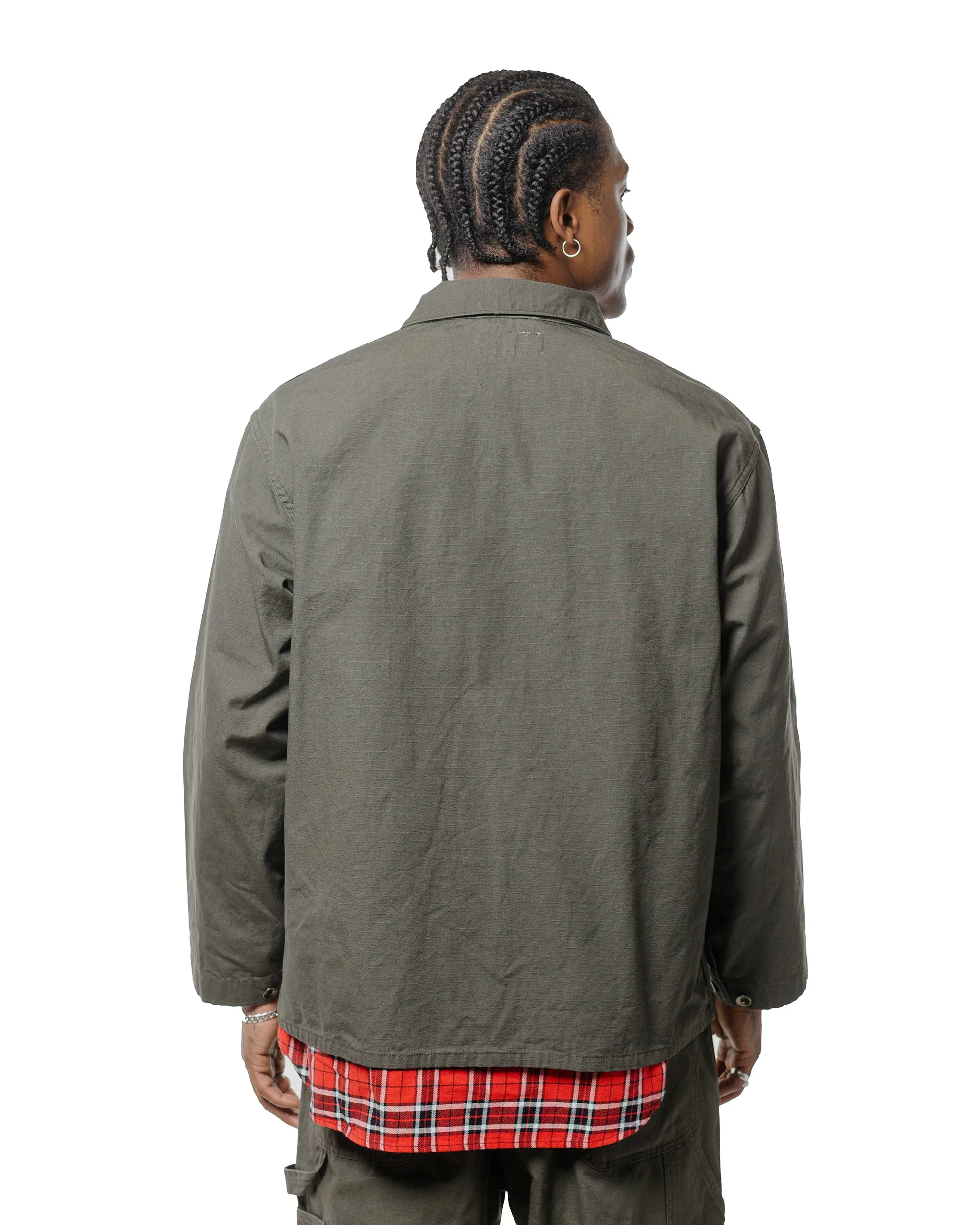 Engineered Garments Workaday Utility Jacket Olive Heavyweight Cotton Ripstop sold by Lost & Found product image thumbnail 3