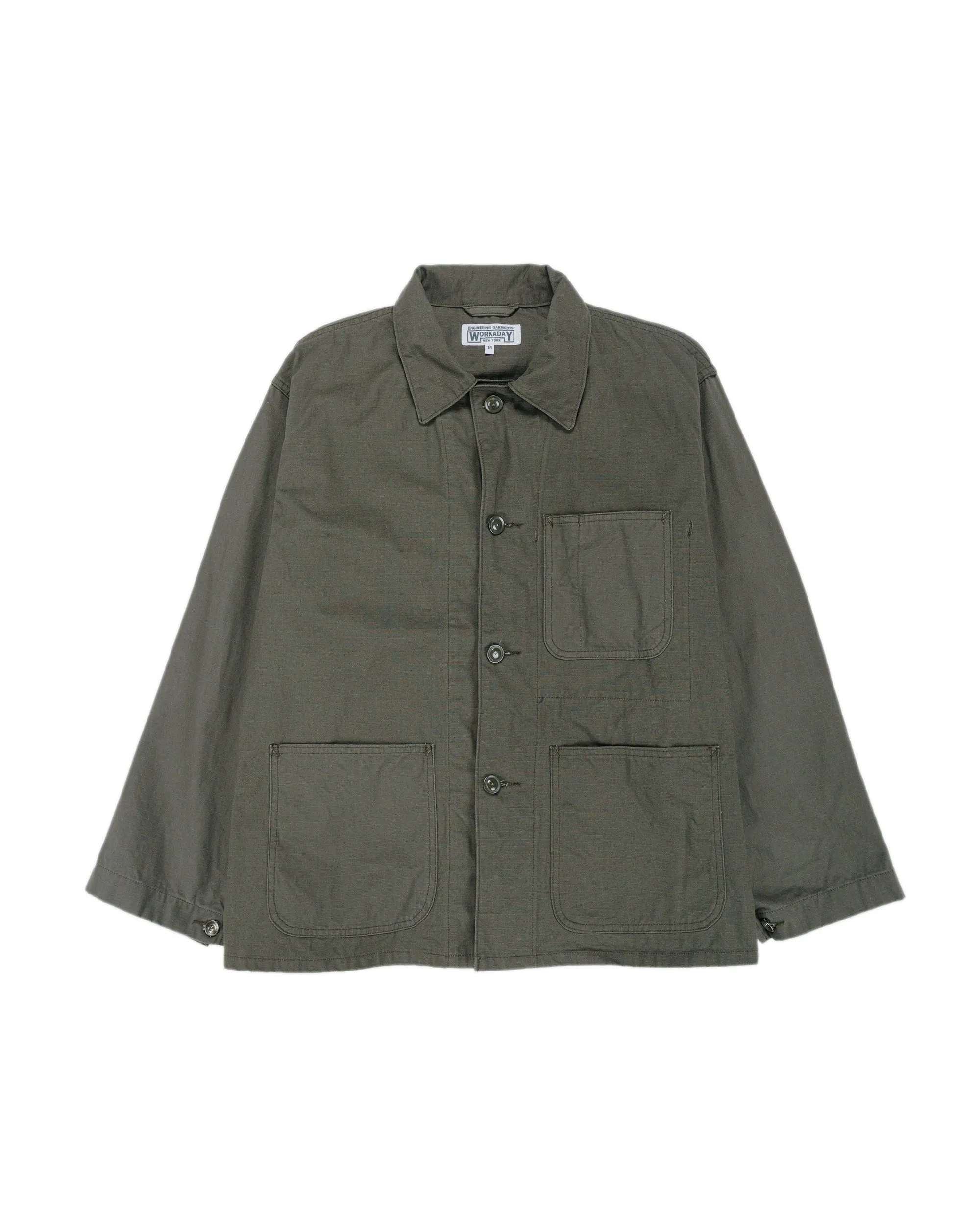 Engineered Garments Workaday Utility Jacket Olive Heavyweight Cotton Ripstop sold by Lost & Found