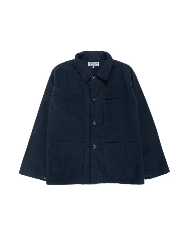 Engineered Garments Workaday Utility Jacket Dark Navy Cotton Moleskin sold by Lost & Found