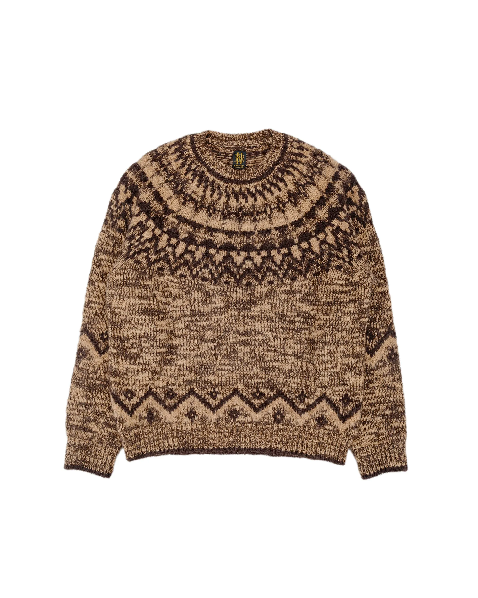 Batoner Mohair Nordic Crew Neck Brown sold by Lost & Found