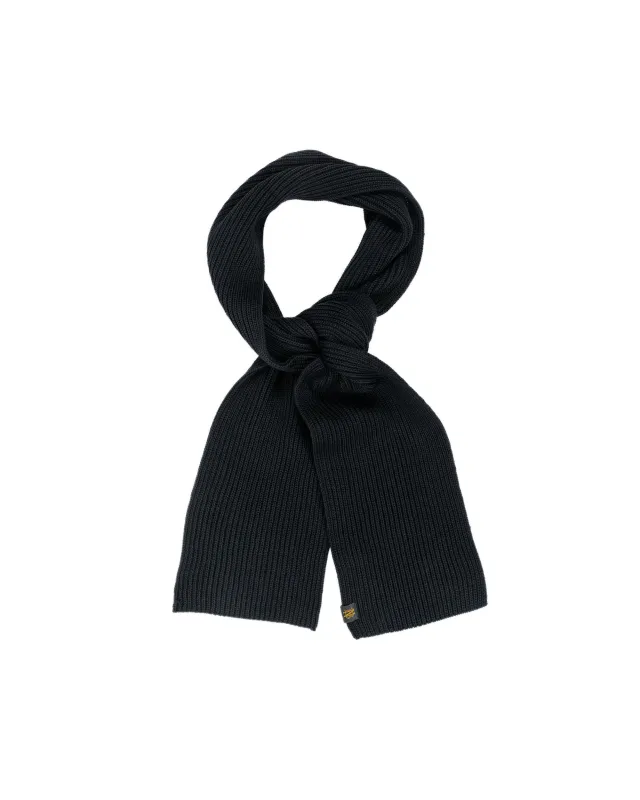 Batoner Solid Wool Rib Muffler Black made by Lost & Found