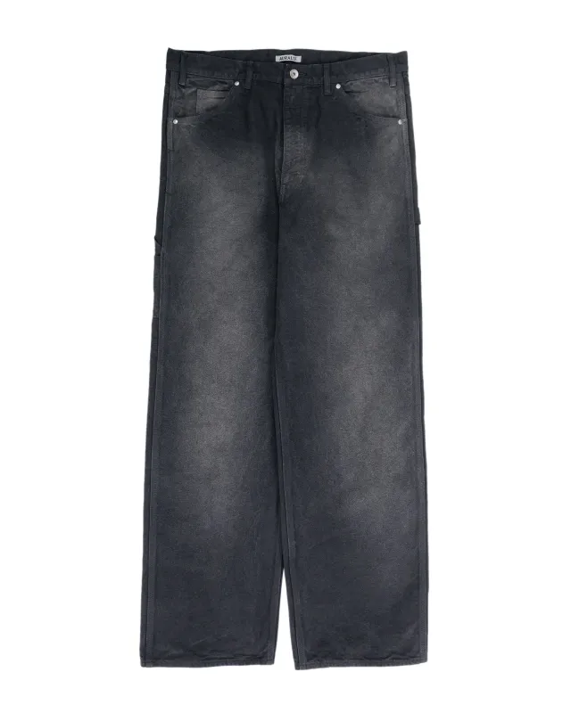 Auralee Garment Dyed Organic Cotton Duck Painter Pants Faded Black sold by Lost & Found