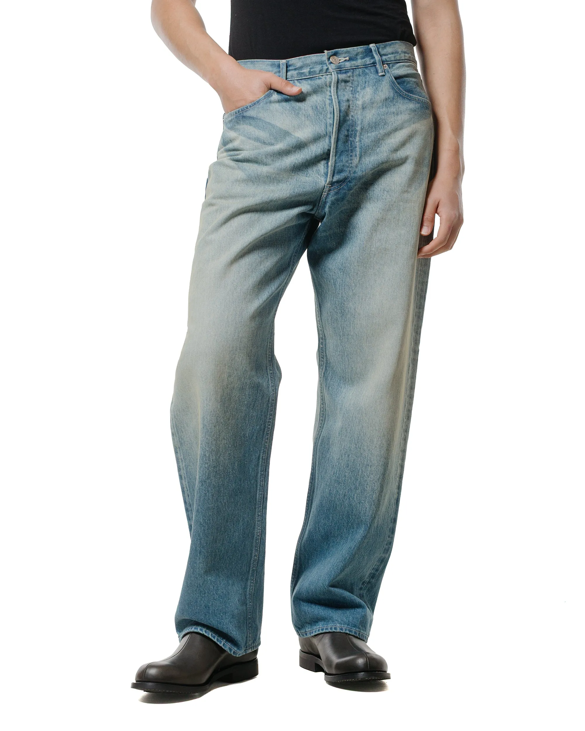 Auralee Selvedge Faded Heavy Denim Wide Pants Faded Indigo sold by Lost & Found product image thumbnail 2