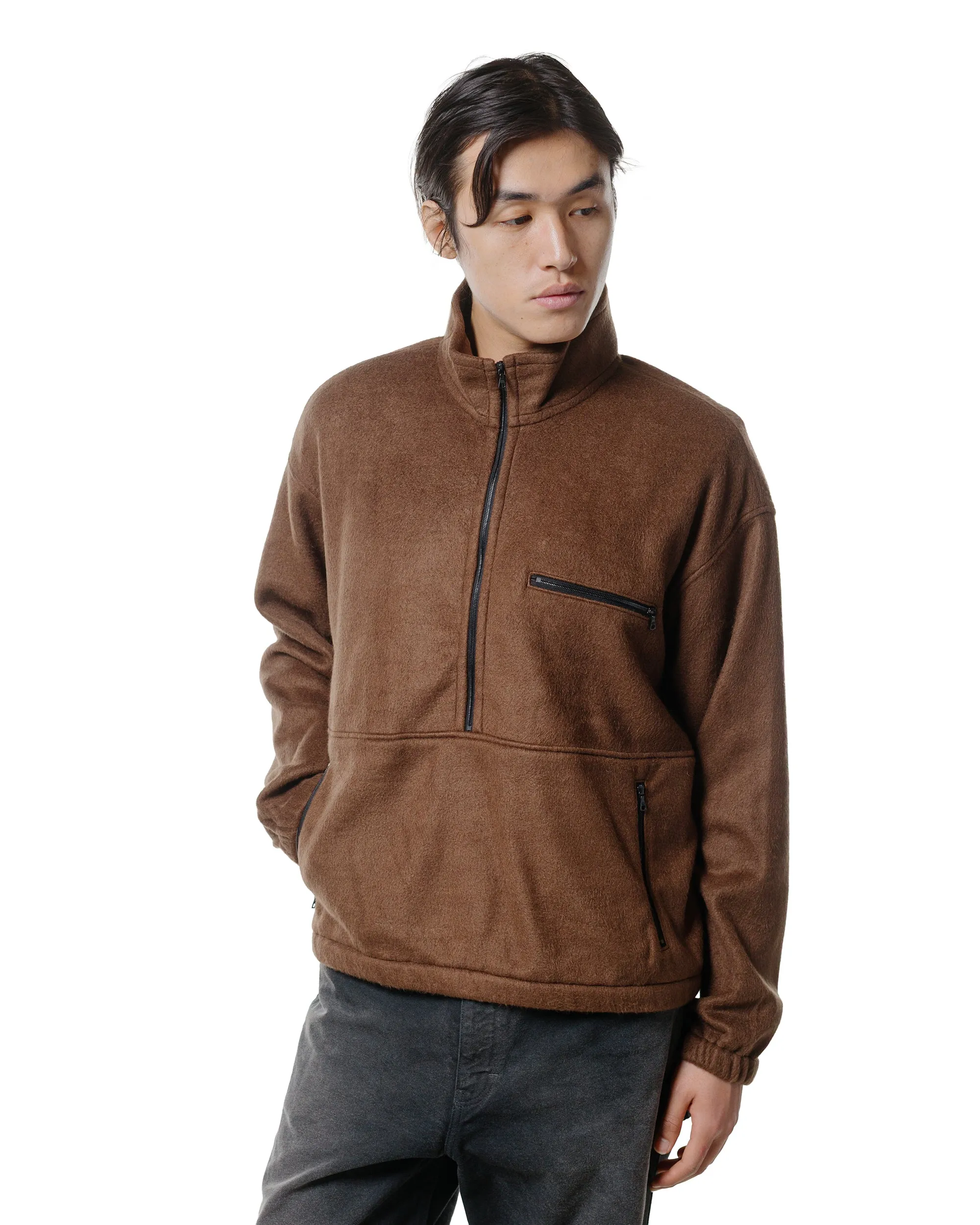 Auralee Pure Silk Comfort Fleece Half Zip P/O Brown sold by Lost & Found product image thumbnail 2