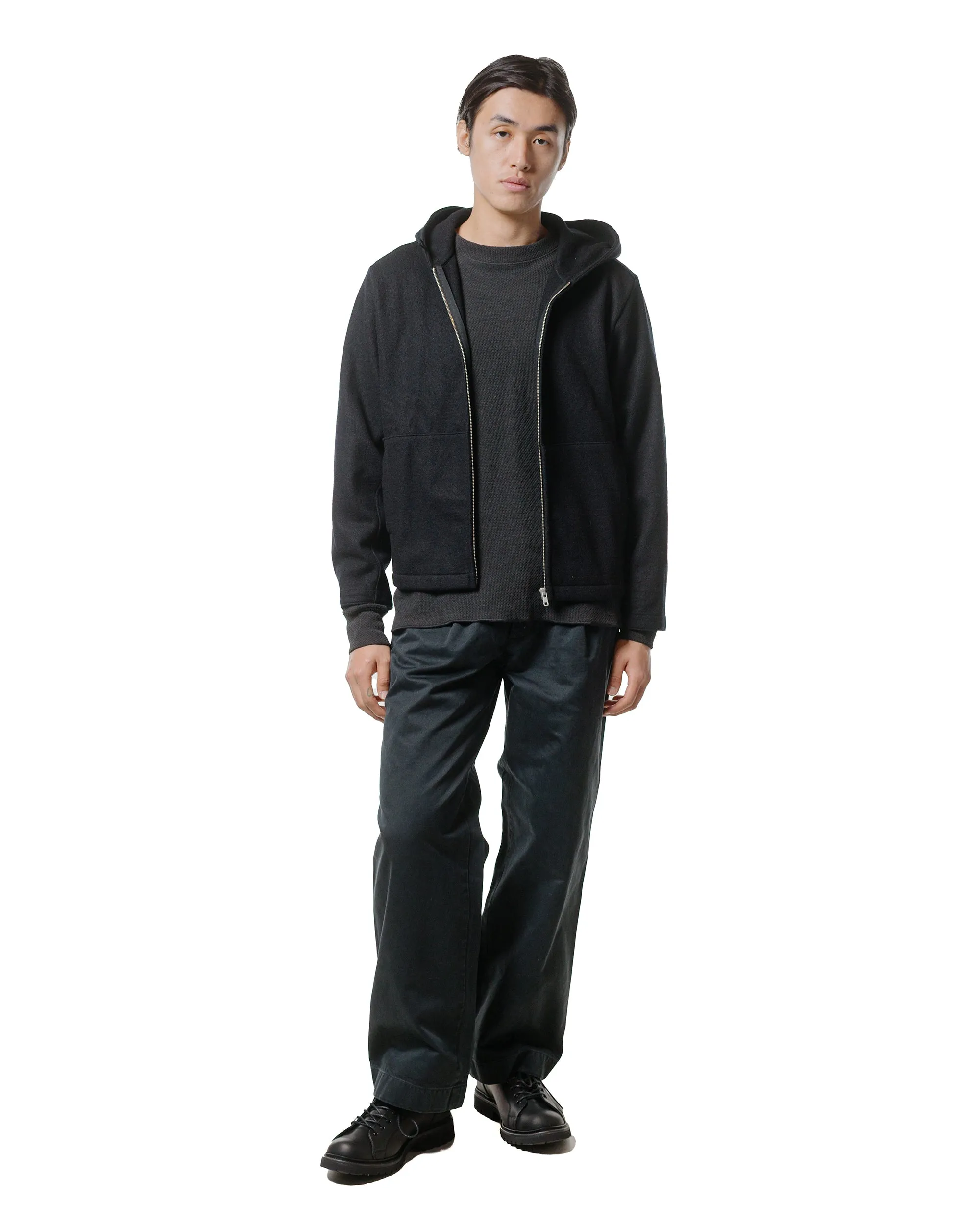 Auralee Garment Dyed Finx Chino One-Tuck Pants Black sold by Lost & Found product image thumbnail 4