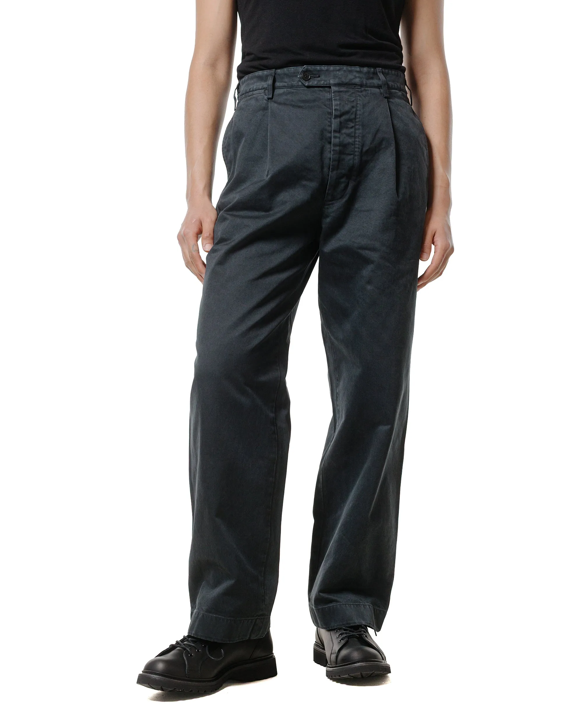 Auralee Garment Dyed Finx Chino One-Tuck Pants Black sold by Lost & Found product image thumbnail 2