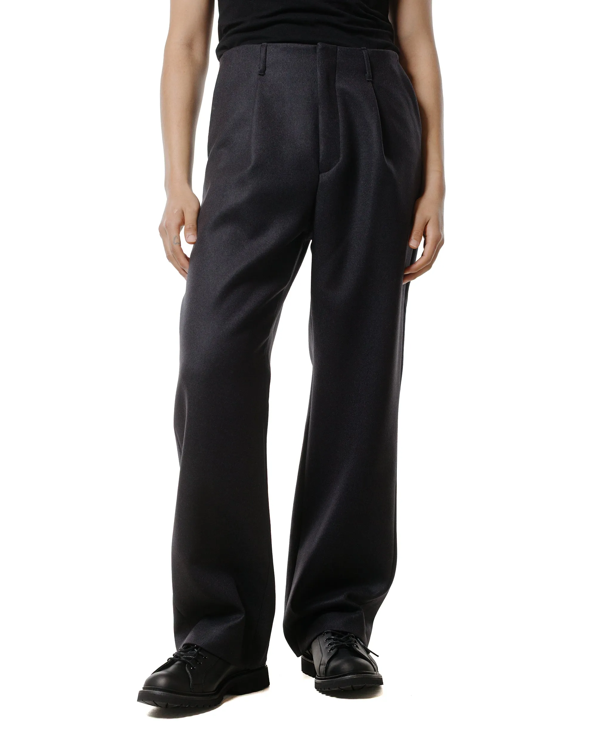 Auralee Light Melton One-Tuck Slacks Dark Charcoal sold by Lost & Found product image thumbnail 2