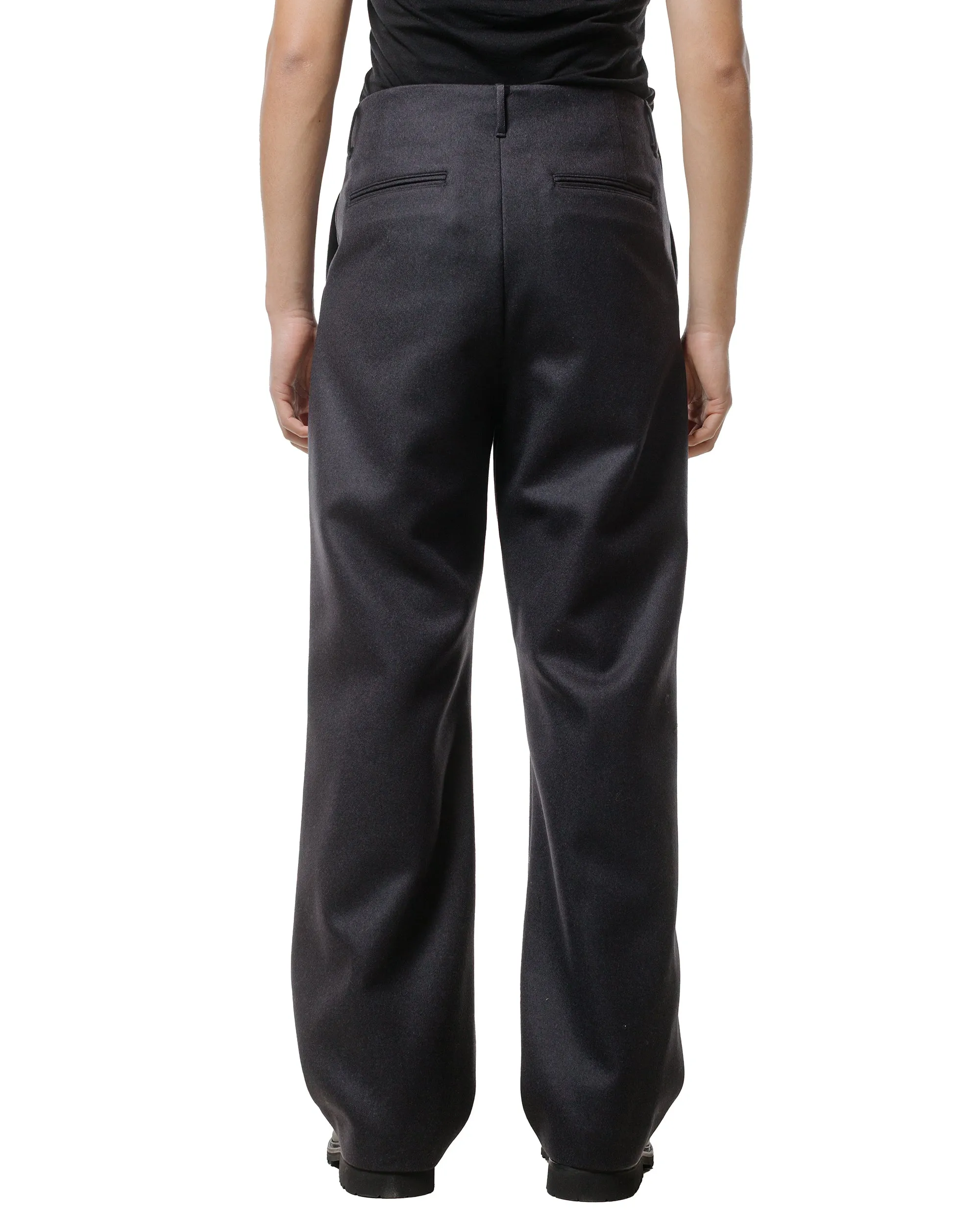 Auralee Light Melton One-Tuck Slacks Dark Charcoal sold by Lost & Found product image thumbnail 3