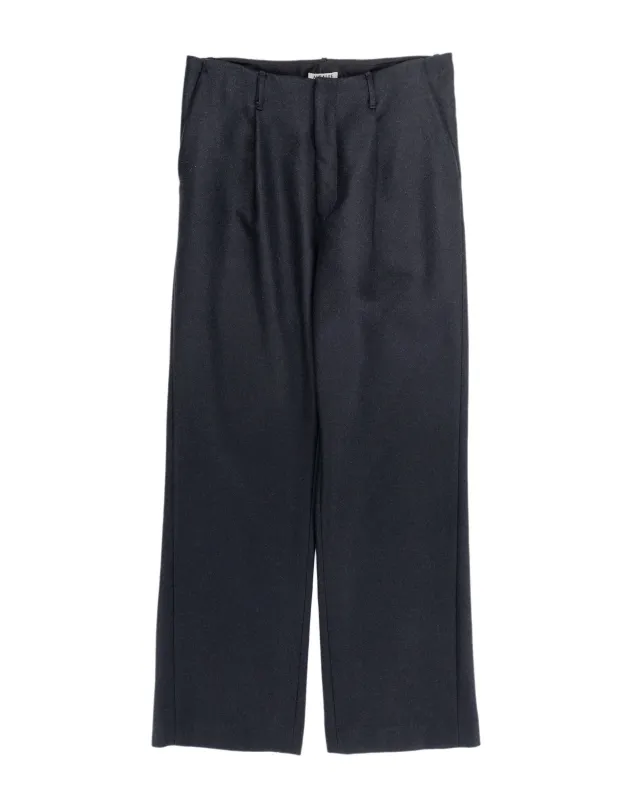 Auralee Light Melton One-Tuck Slacks Dark Charcoal sold by Lost & Found