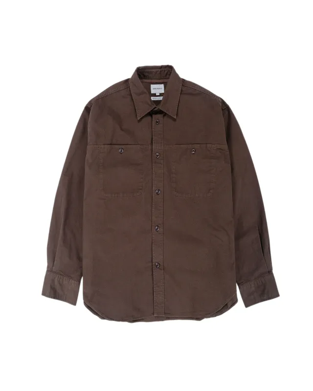Norse Projects Julius Mineral Dyed Overshirt Shirt Espresso sold by Lost & Found