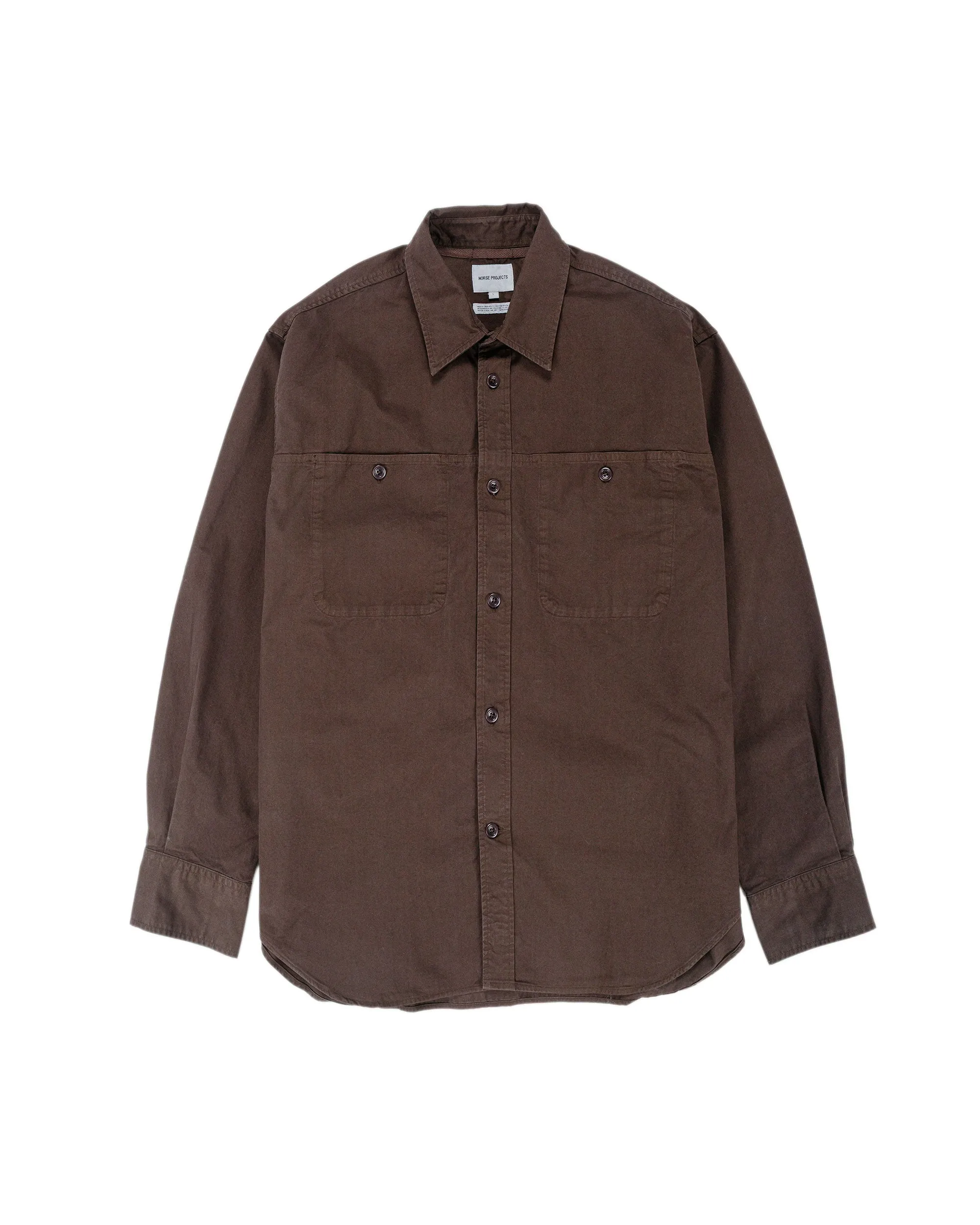 Norse Projects Julius Mineral Dyed Overshirt Shirt Espresso sold by Lost & Found