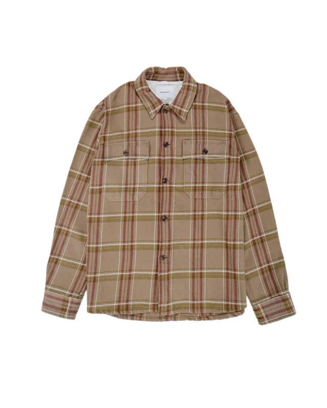 Norse Projects Hjalmer Heavy Twill Check Overshirt Walnut sold by Lost & Found