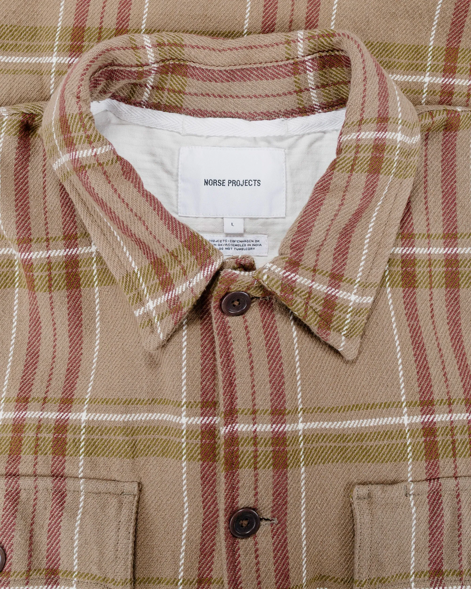 Norse Projects Hjalmer Heavy Twill Check Overshirt Walnut sold by Lost & Found product image thumbnail 5