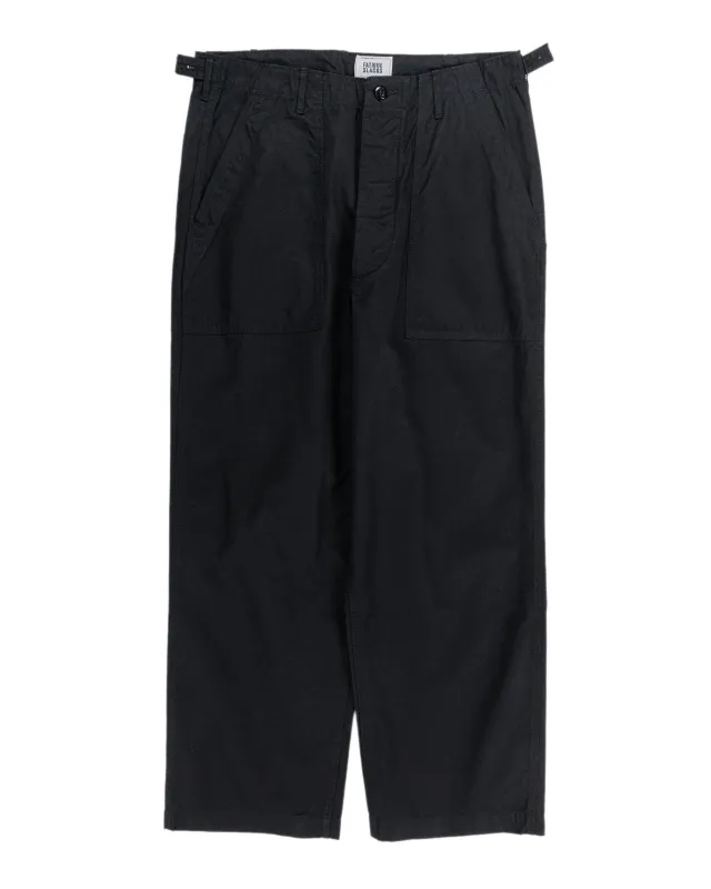 The Corona Utility FP001 Fatigue Slacks 'Utility Slacks' High Density Chambray Gabardine Black sold by Lost & Found