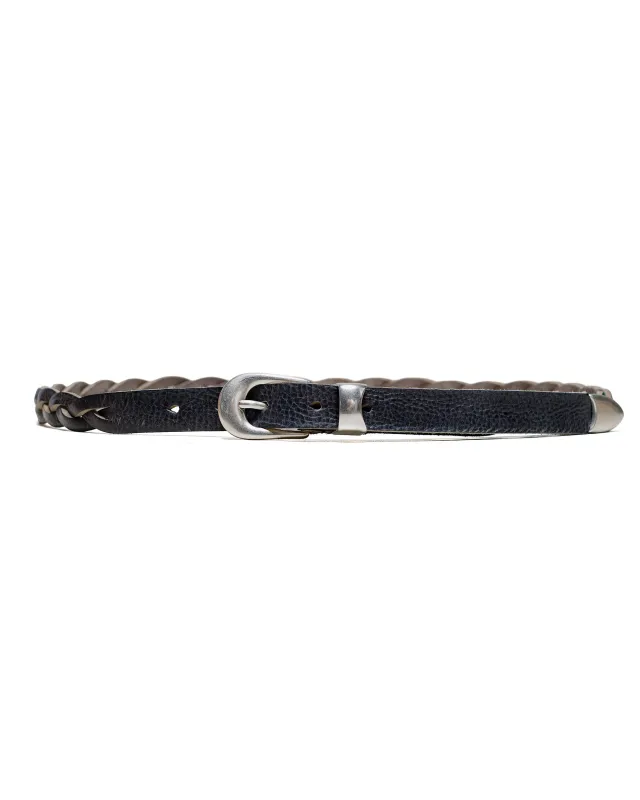 Our Legacy 2CM Braided Belt Soft Coal Torn Bovine sold by Lost & Found
