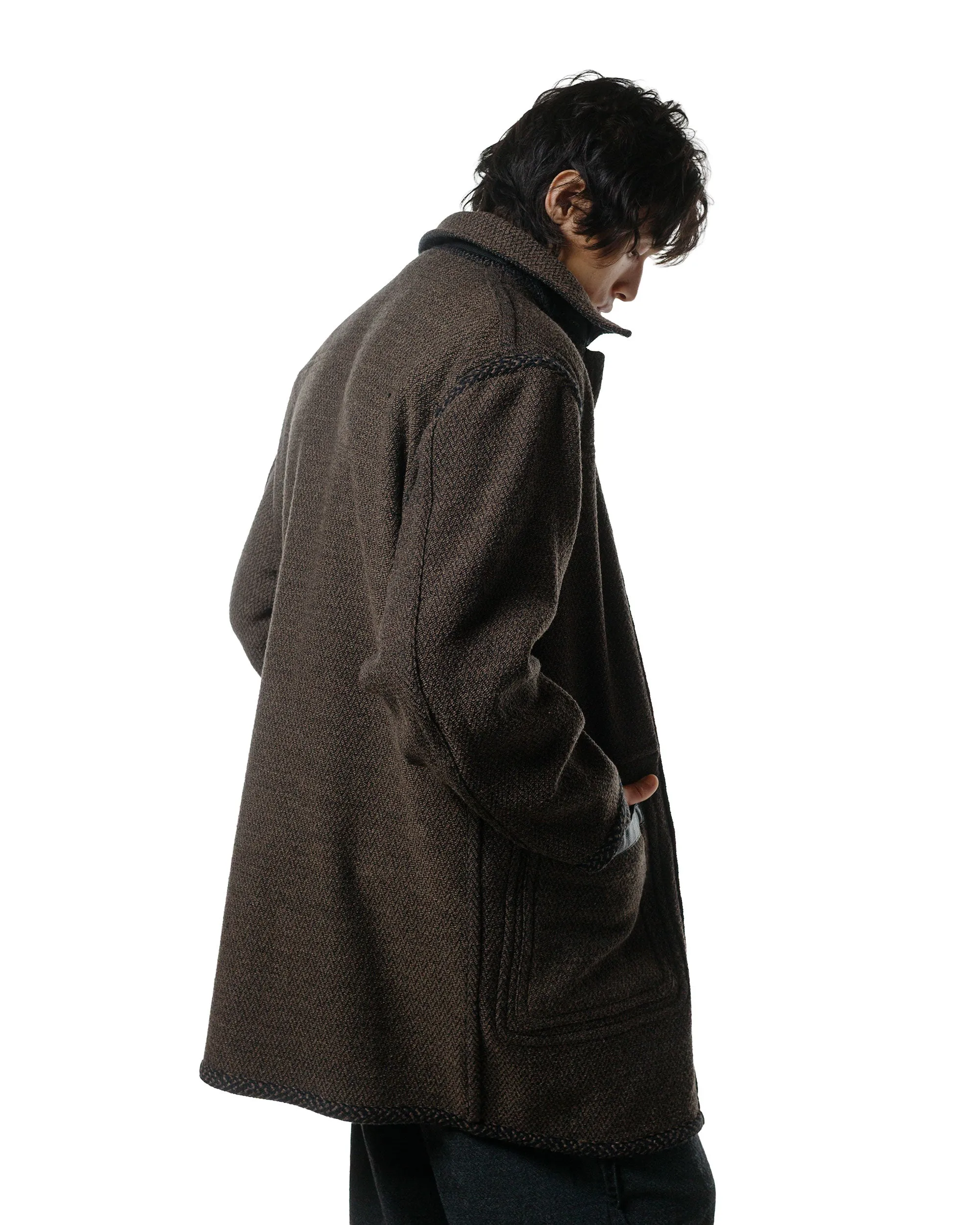 NICENESS H. Pierre Lily-Yarn Herringbone Reversible Duffle Coat Brown/Black sold by Lost & Found product image thumbnail 5