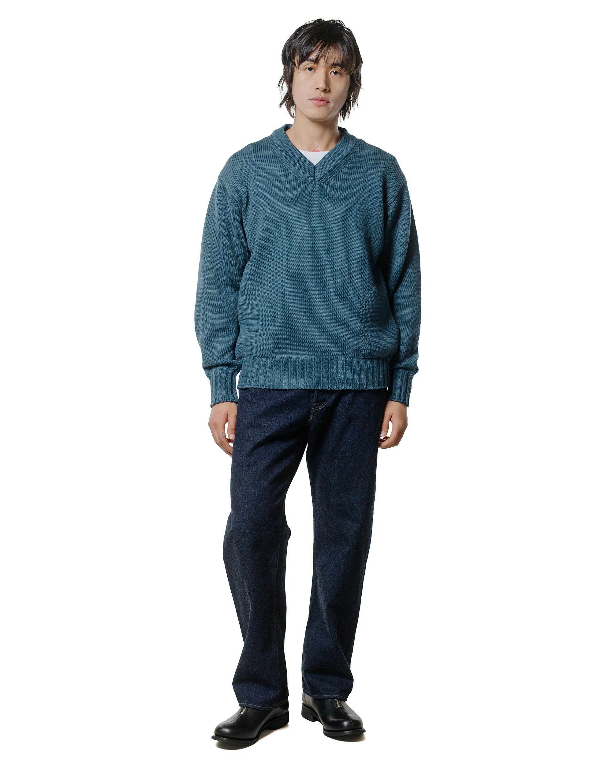 Phigvel Goodman's V Neck Sweater Cerulean sold by Lost & Found product image thumbnail 4