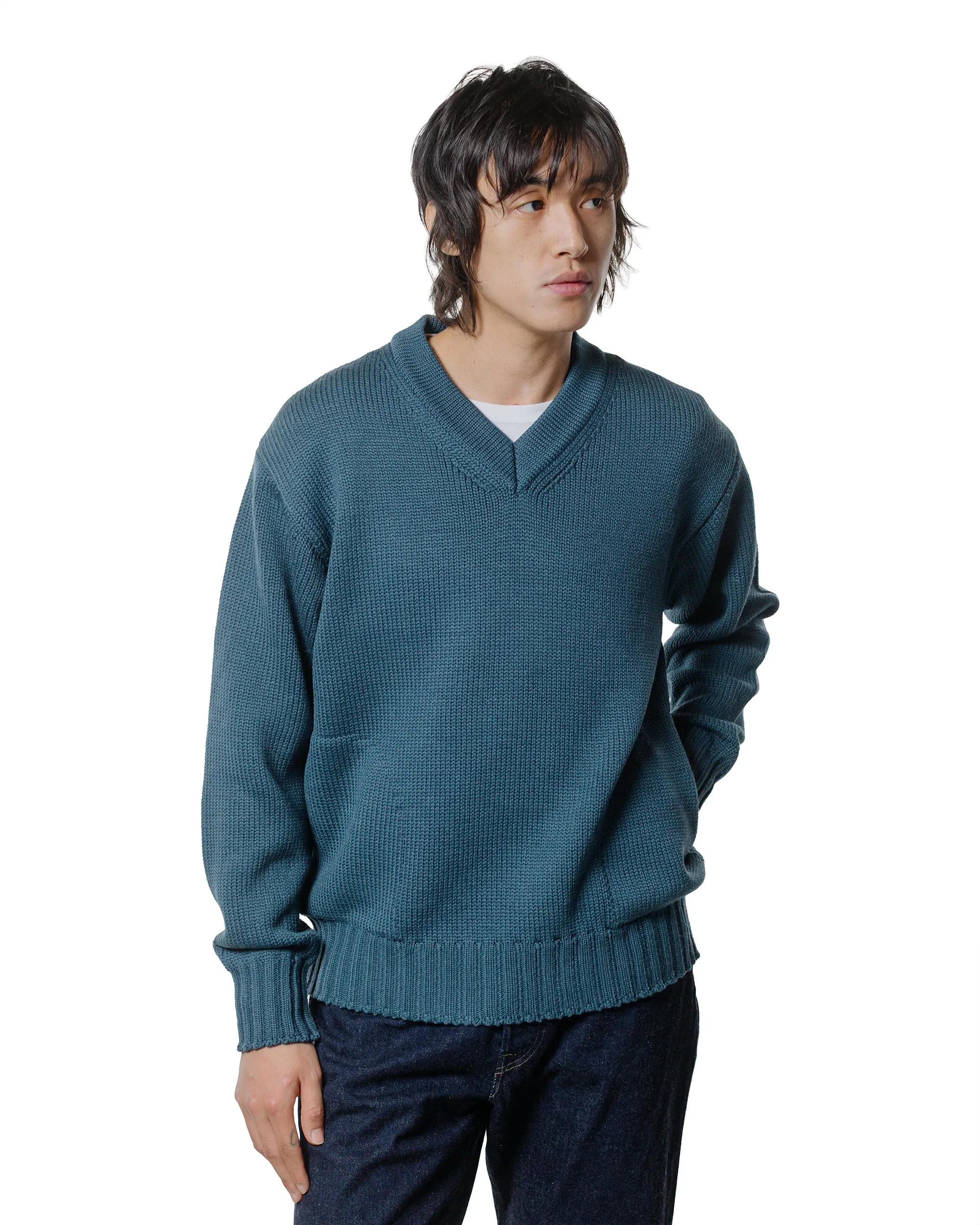 Phigvel Goodman's V Neck Sweater Cerulean sold by Lost & Found product image thumbnail 2