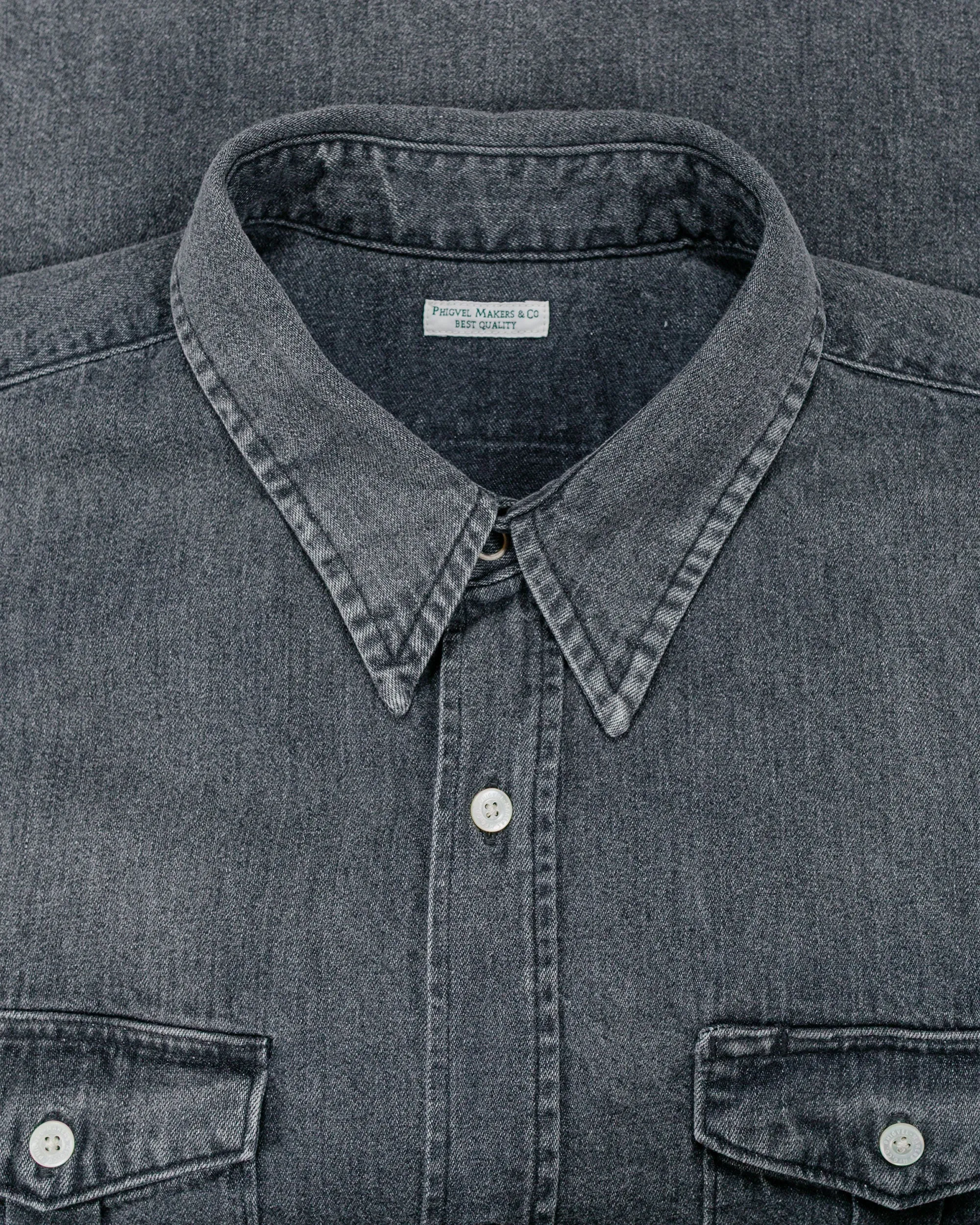 Phigvel Denim Workaday Shirt Black (Fade) sold by Lost & Found product image thumbnail 5