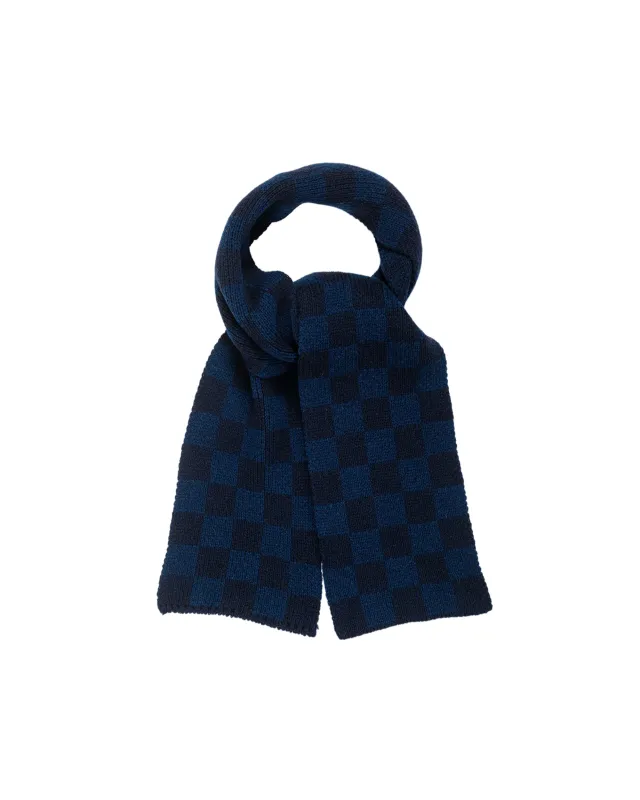 Found Feather Checker Scarf Italian Donegal Wool Navy sold by Lost & Found