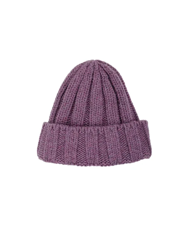 Found Feather Rib Beanie Italian Donegal Wool Plum sold by Lost & Found