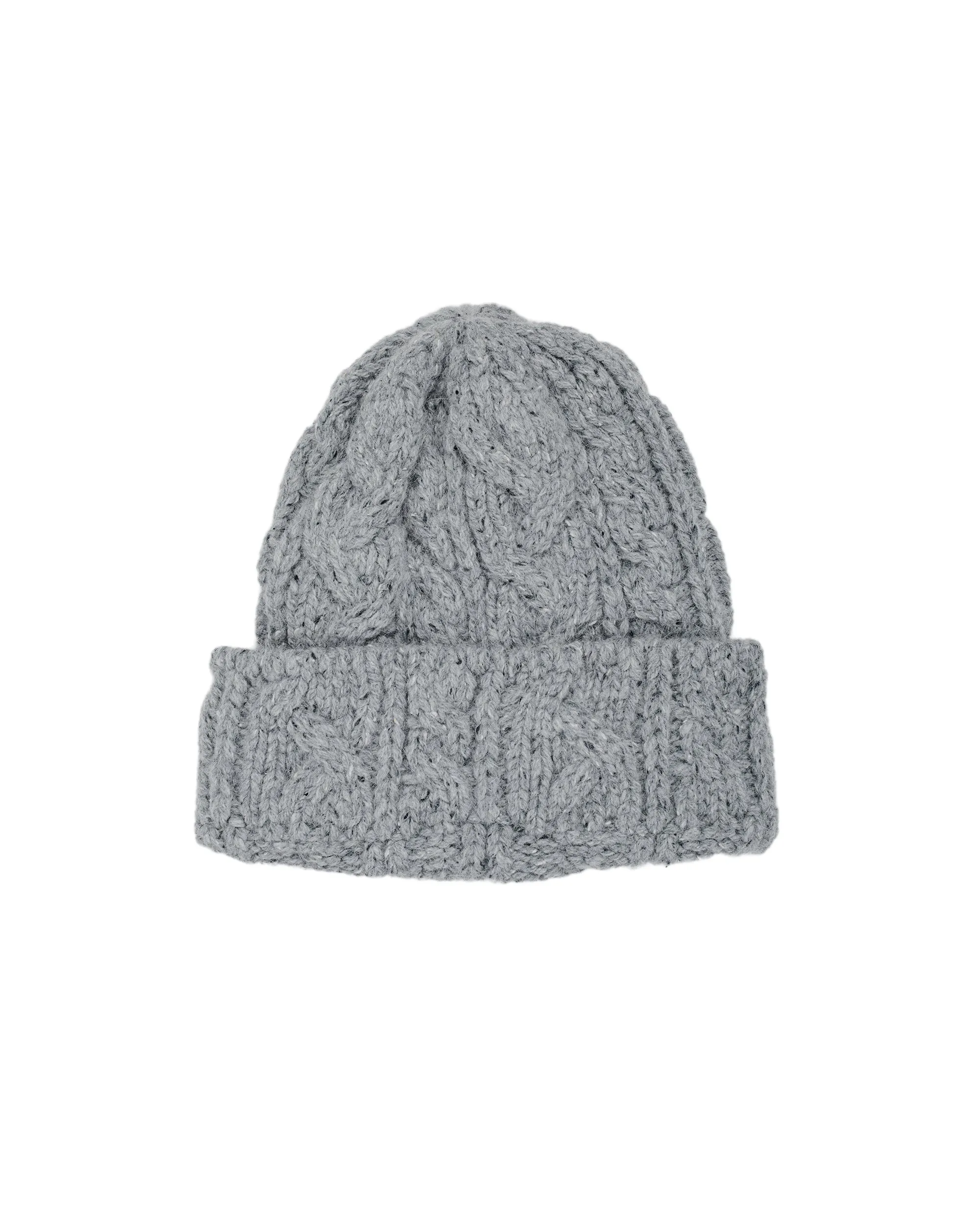 Found Feather Chunky Cable Knit Beanie Italian Donegal Wool Grey sold by Lost & Found