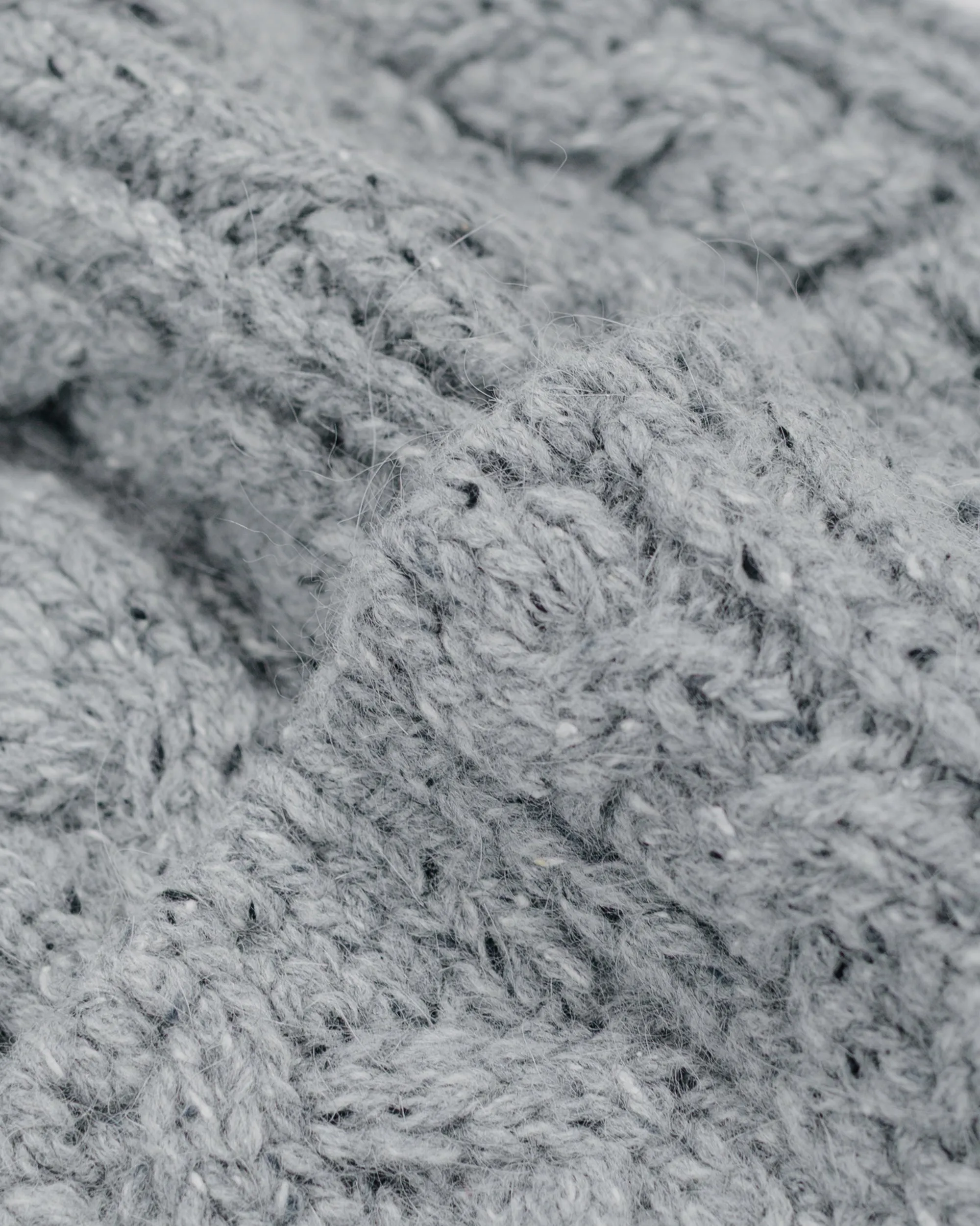 Found Feather Chunky Cable Knit Beanie Italian Donegal Wool Grey sold by Lost & Found product image thumbnail 2