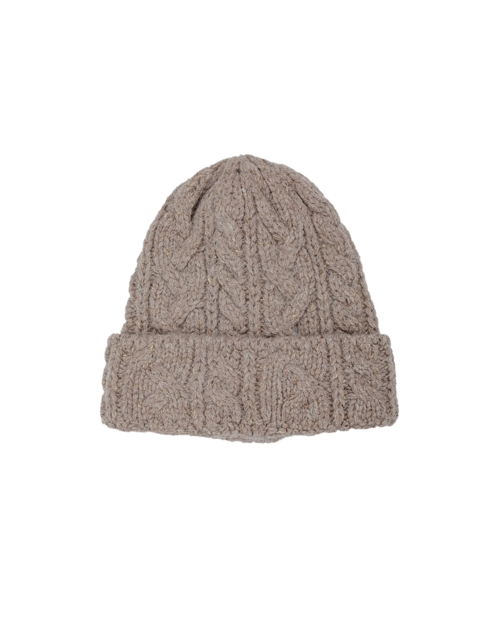 Found Feather Chunky Cable Knit Beanie Italian Donegal Wool Beige sold by Lost & Found