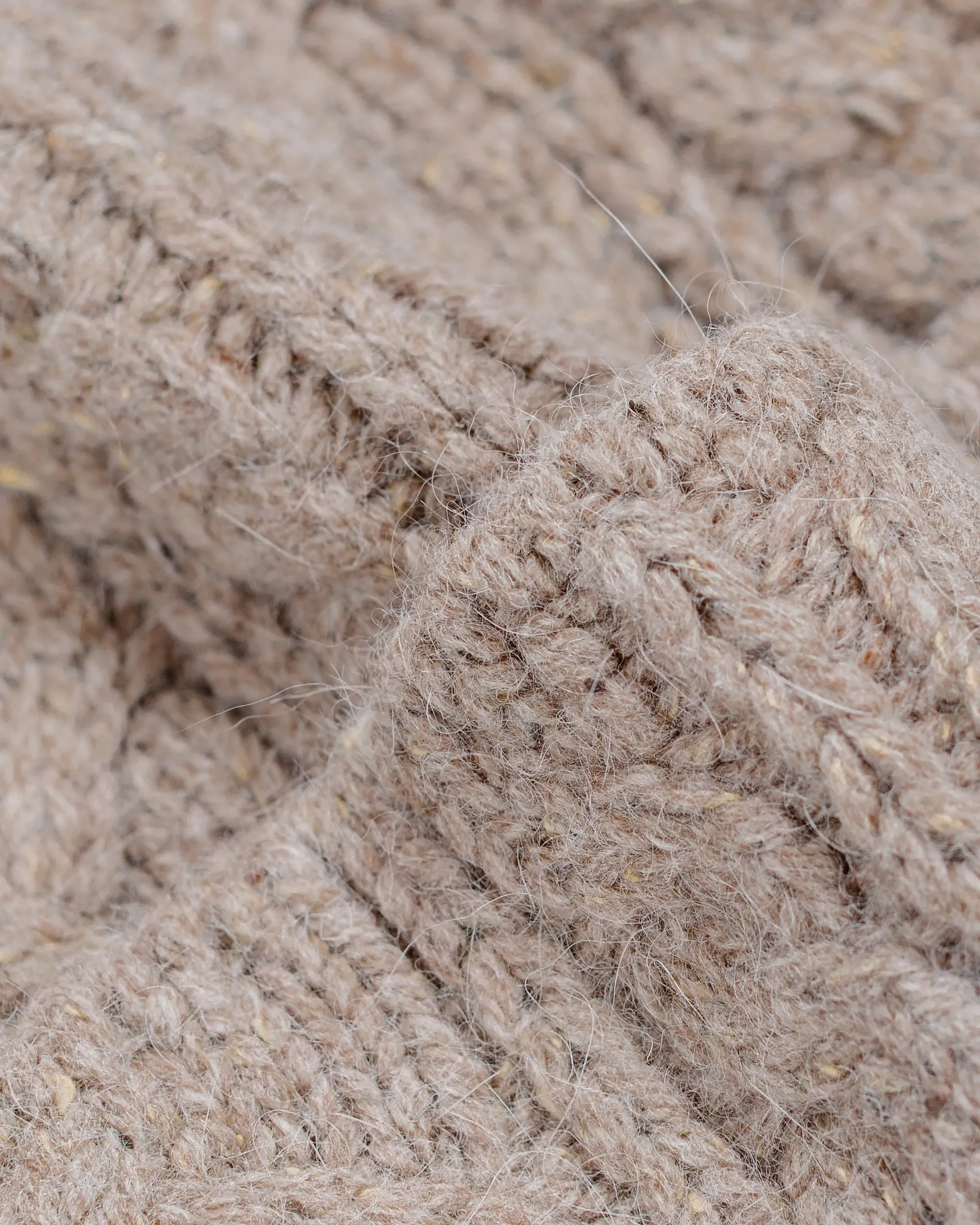Found Feather Chunky Cable Knit Beanie Italian Donegal Wool Beige sold by Lost & Found product image thumbnail 2