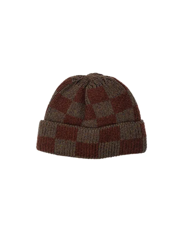 Found Feather Checker Beanie Italian Donegal Wool Brown sold by Lost & Found