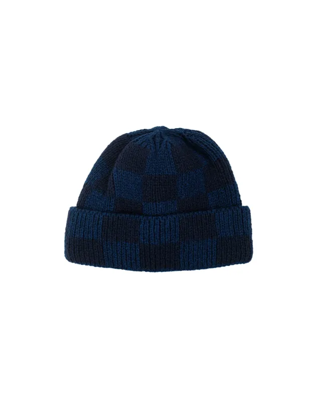 Found Feather Checker Beanie Italian Donegal Wool Navy sold by Lost & Found