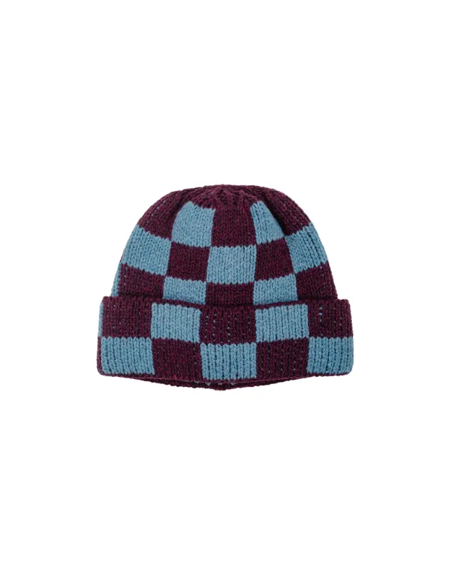 Found Feather Checker Beanie Italian Donegal Wool Raspberry sold by Lost & Found