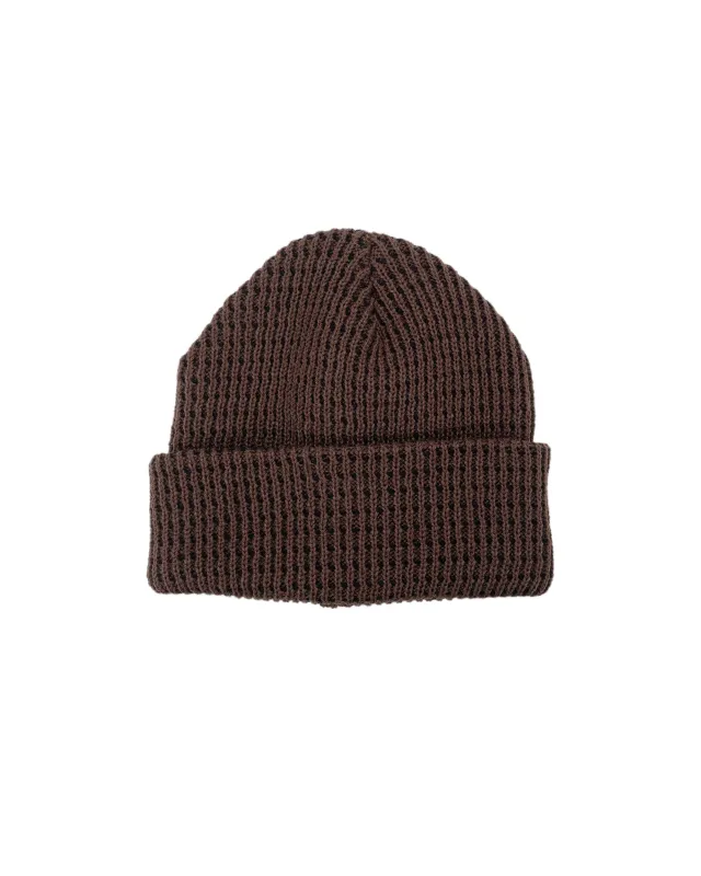 Found Feather Waffle Beanie Acrylic Knit Brown Black sold by Lost & Found