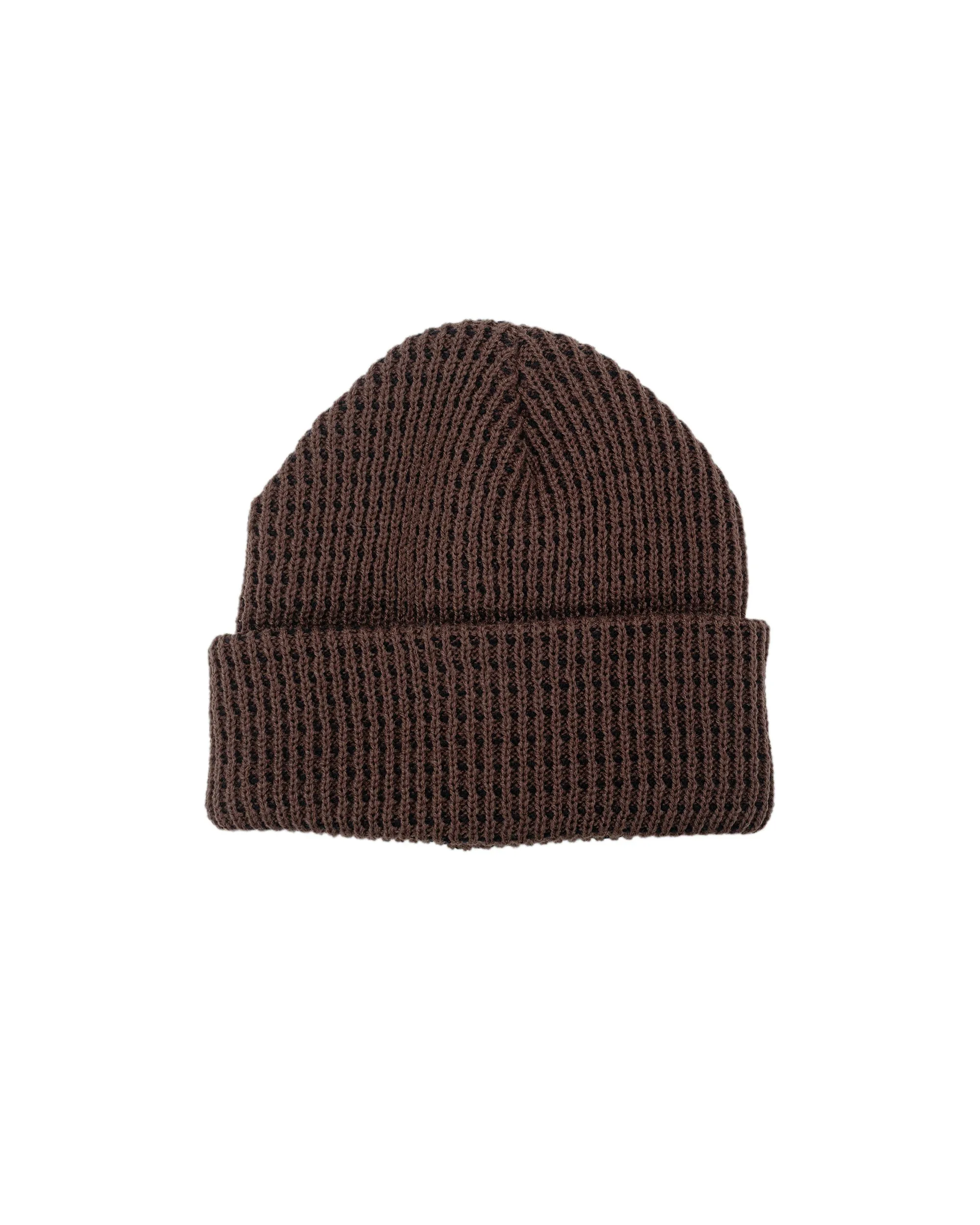 Found Feather Waffle Beanie Acrylic Knit Brown Black sold by Lost & Found