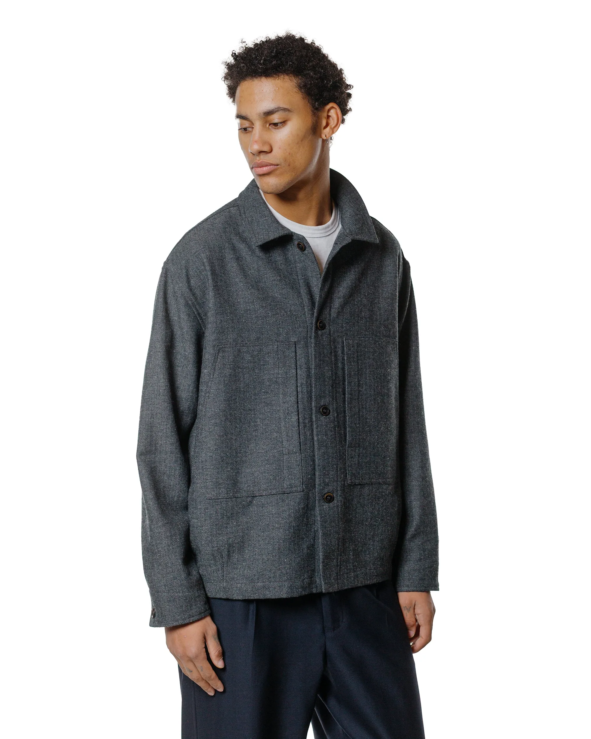 Wanze Chore Shirt Cotton Wool Herringbone Grey sold by Lost & Found product image thumbnail 2