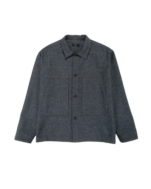 Wanze Chore Shirt Cotton Wool Herringbone Grey sold by Lost & Found