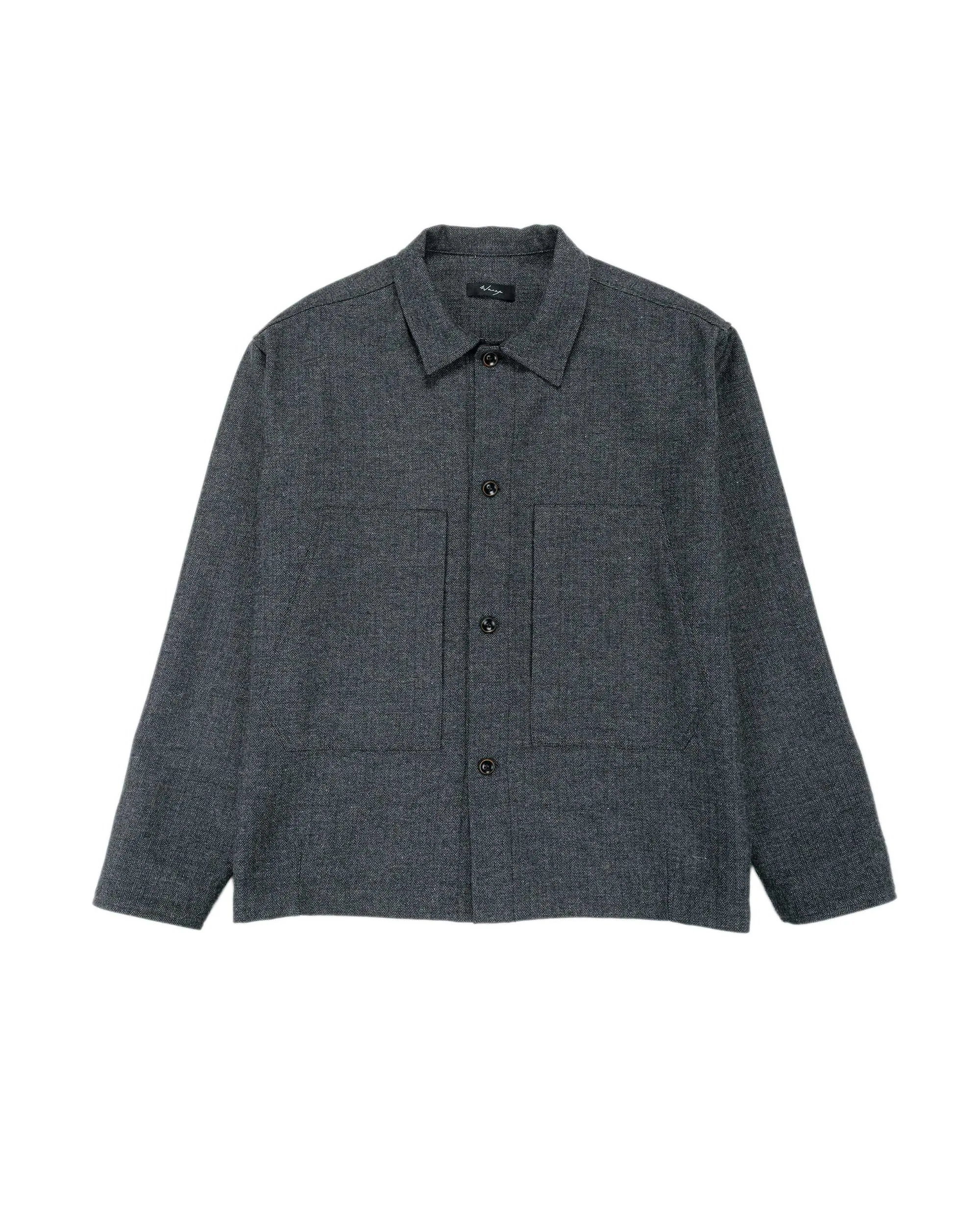 Wanze Chore Shirt Cotton Wool Herringbone Grey sold by Lost & Found