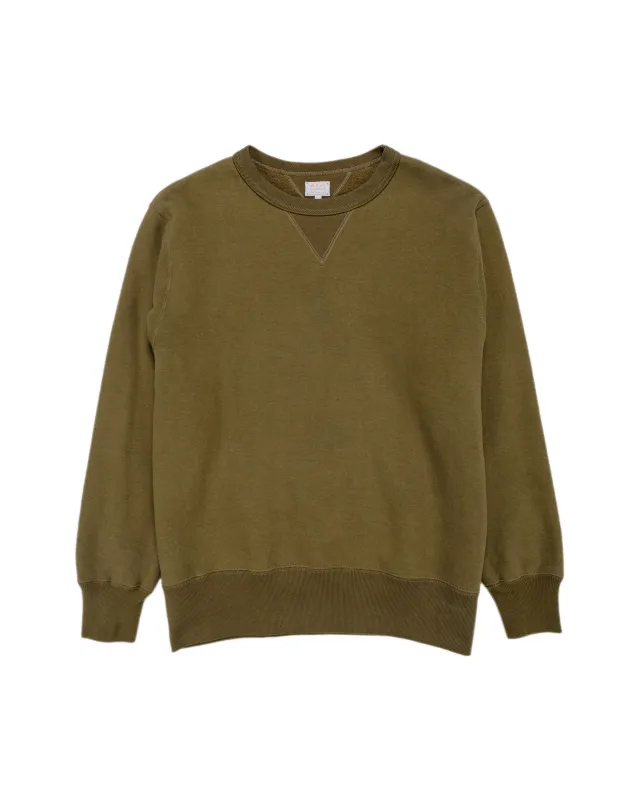 The Real McCoy’s MC24113 10 Oz. Loopwheel Crewneck Sweatshirt Olive sold by Lost & Found